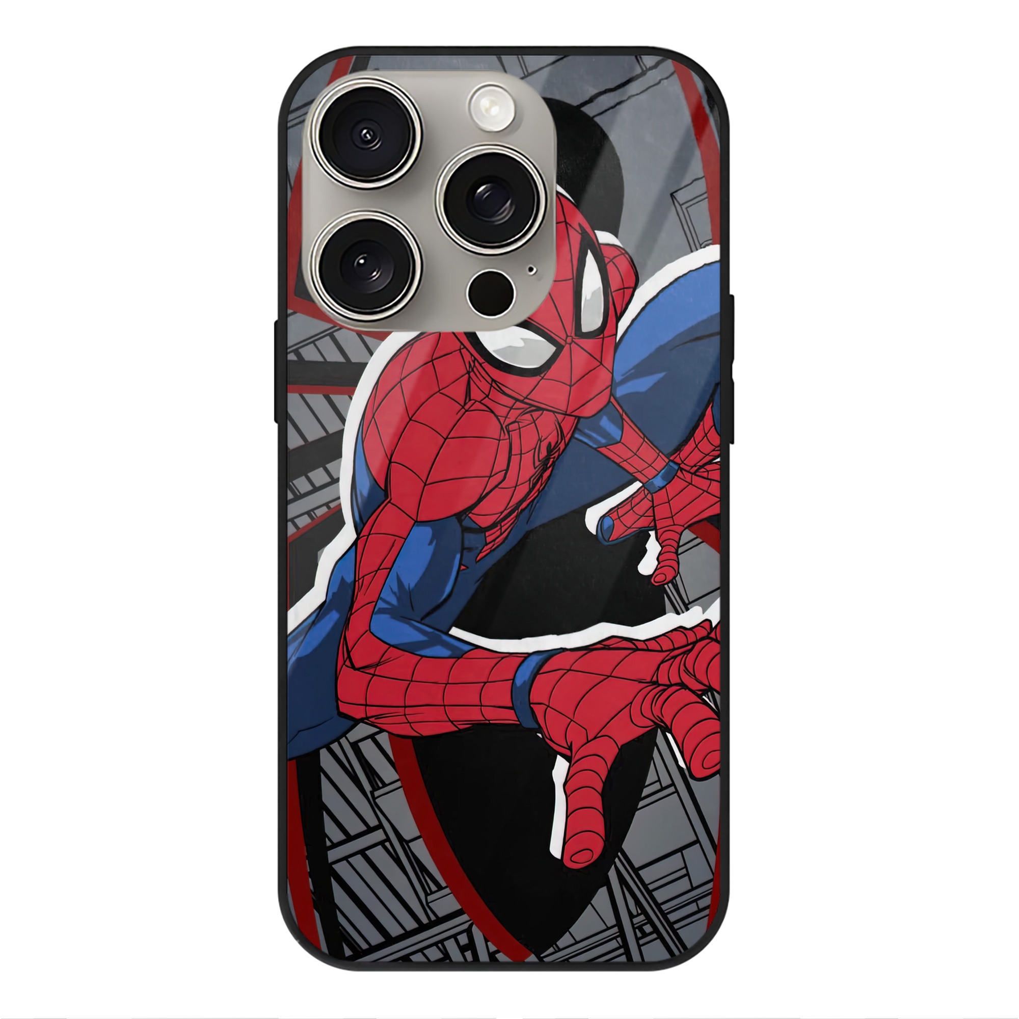 Spider Man スパイダーマン 【iPhone15Pro対応】スマホケース 耐衝撃＆黄変防止 背面ガラス