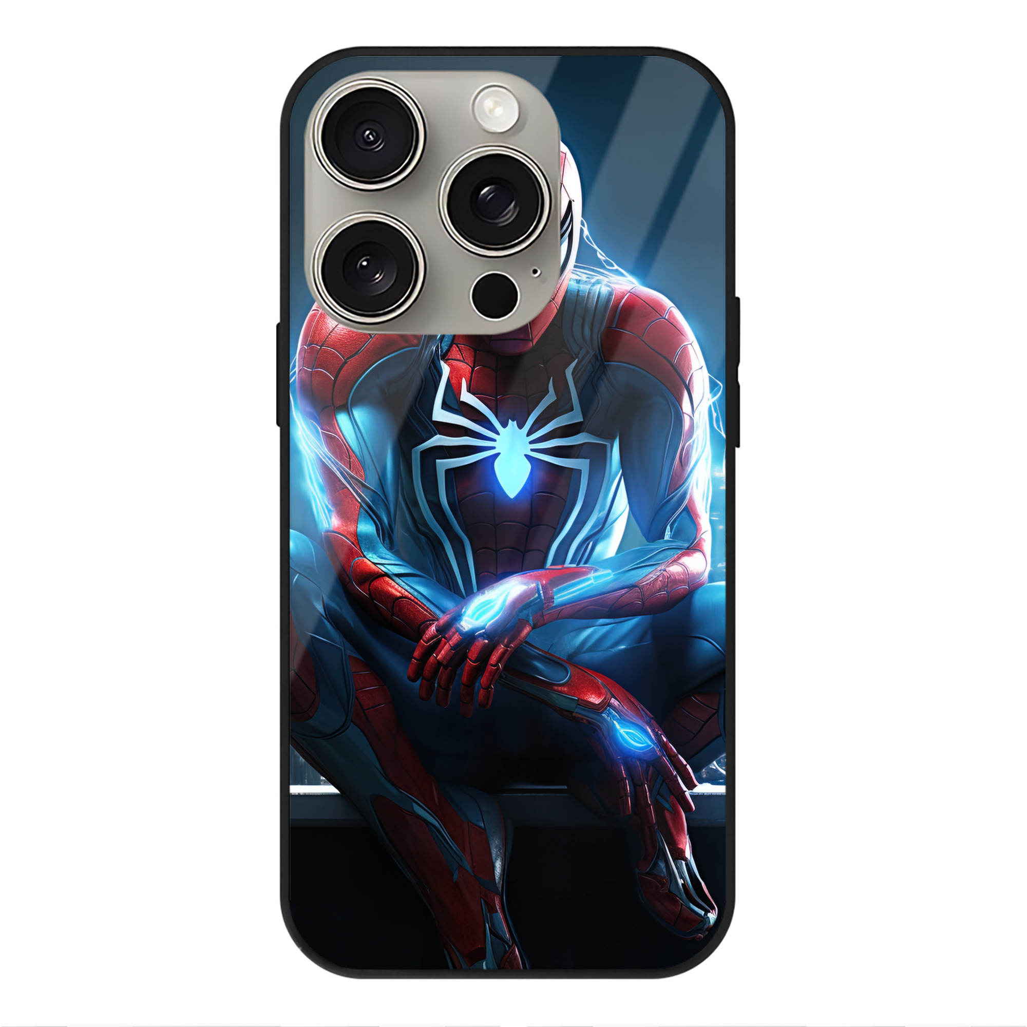 （画像用） Spider Man スパイダーマン 【iPhone15Pro対応】スマホケース 耐衝撃＆黄変防止 背面ガラス