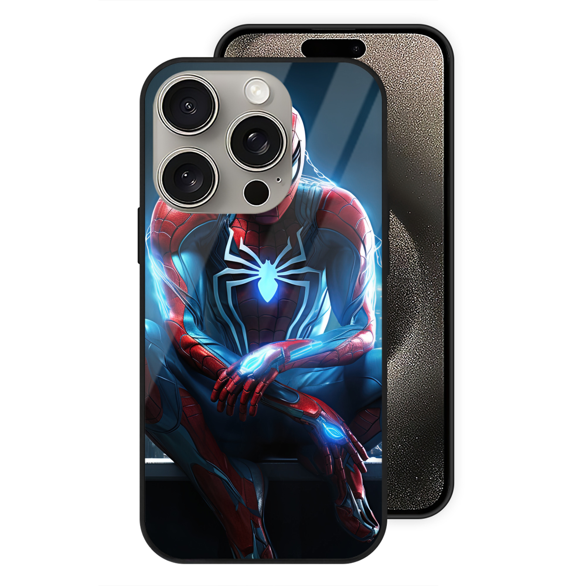 （画像用） Spider Man スパイダーマン 【iPhone15Pro対応】スマホケース 耐衝撃＆黄変防止 背面ガラス