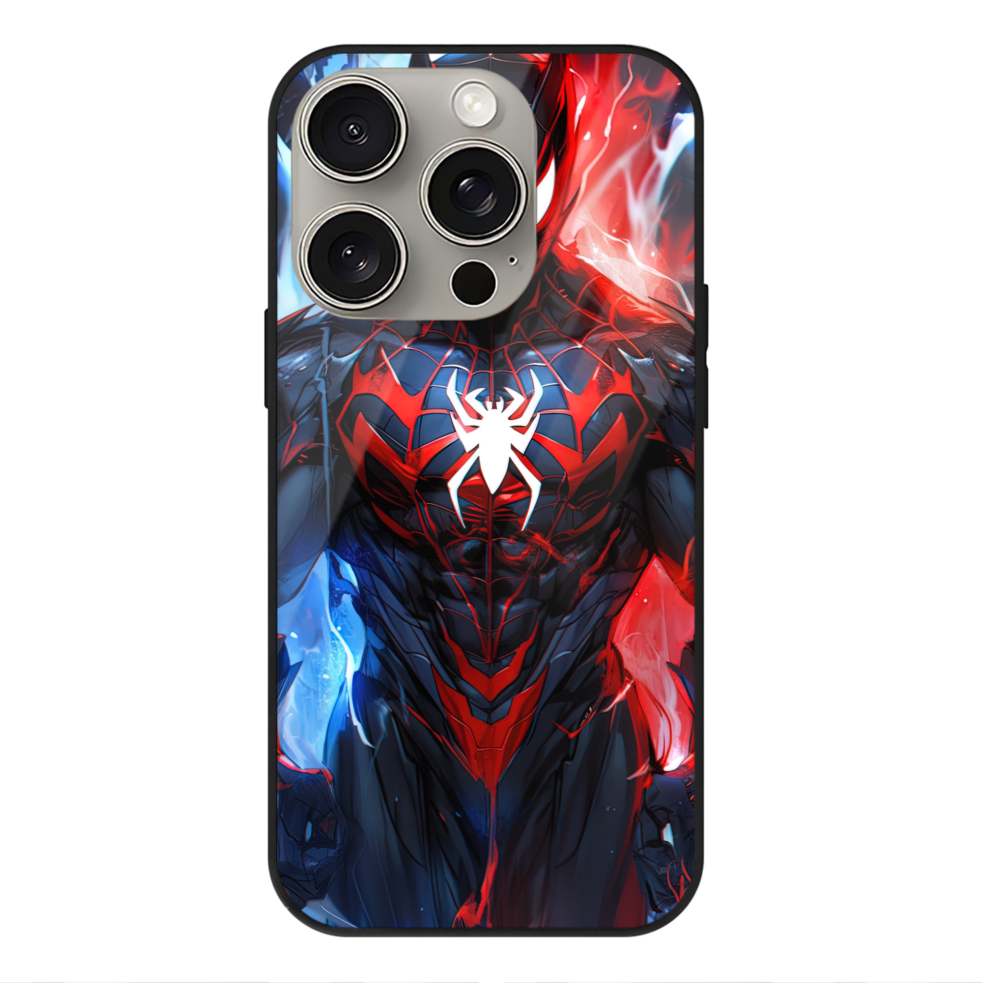（画像用） Spider Man スパイダーマン 【iPhone15Pro対応】スマホケース 耐衝撃＆黄変防止 背面ガラス