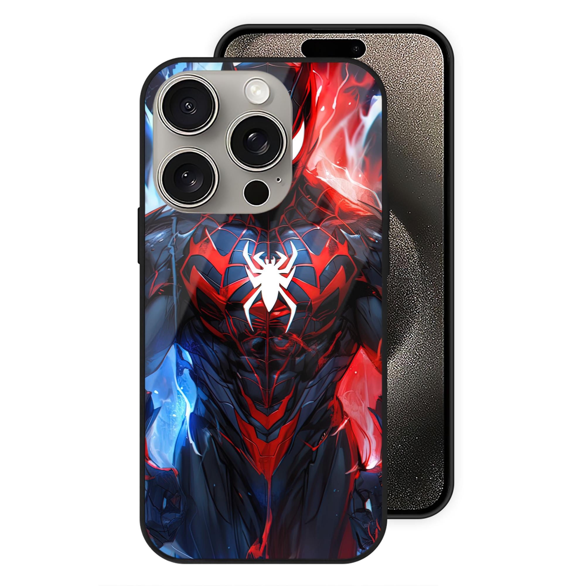 （画像用） Spider Man スパイダーマン 【iPhone15Pro対応】スマホケース 耐衝撃＆黄変防止 背面ガラス