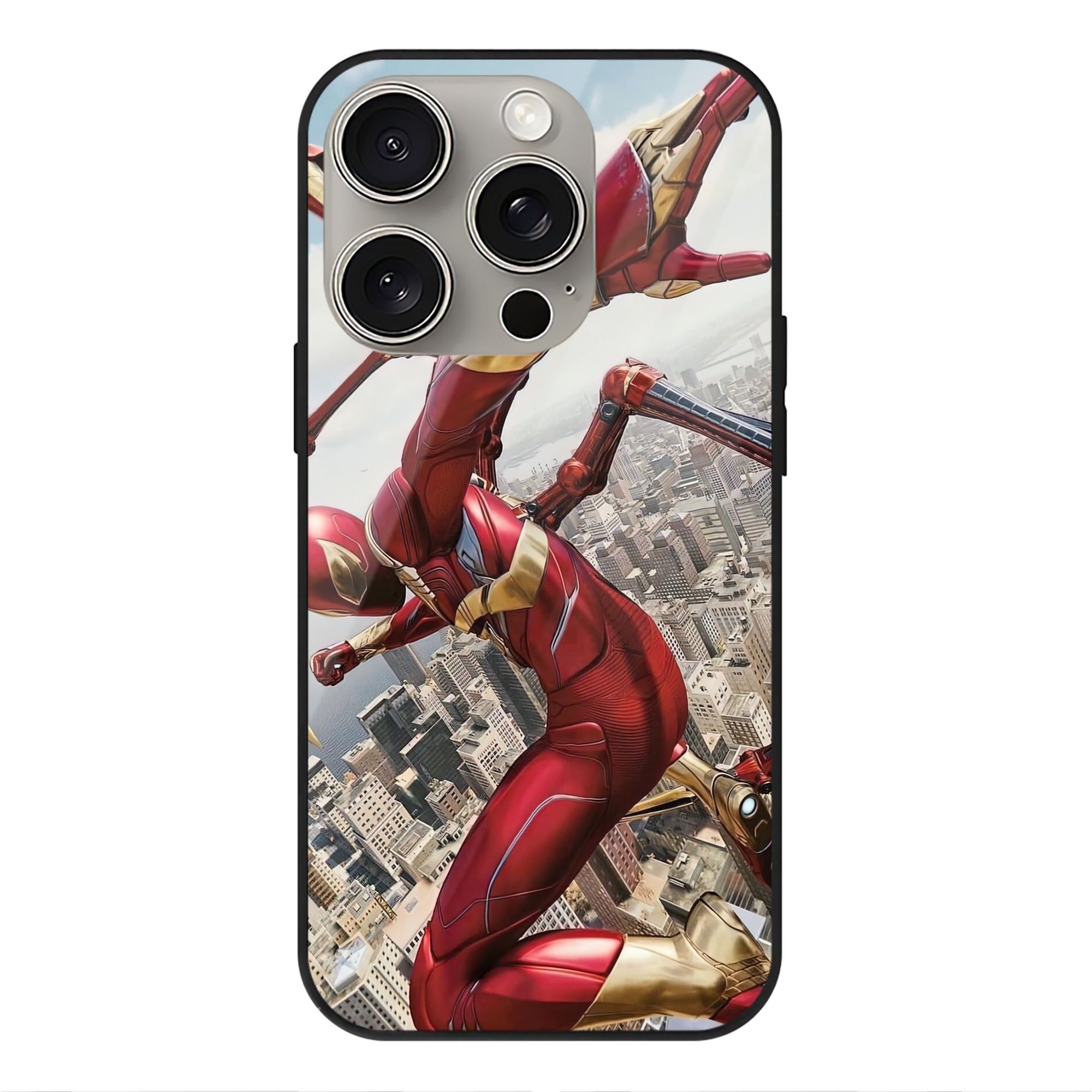 Spider Man スパイダーマン 【iPhone15Pro対応】スマホケース 耐衝撃＆黄変防止 背面ガラス