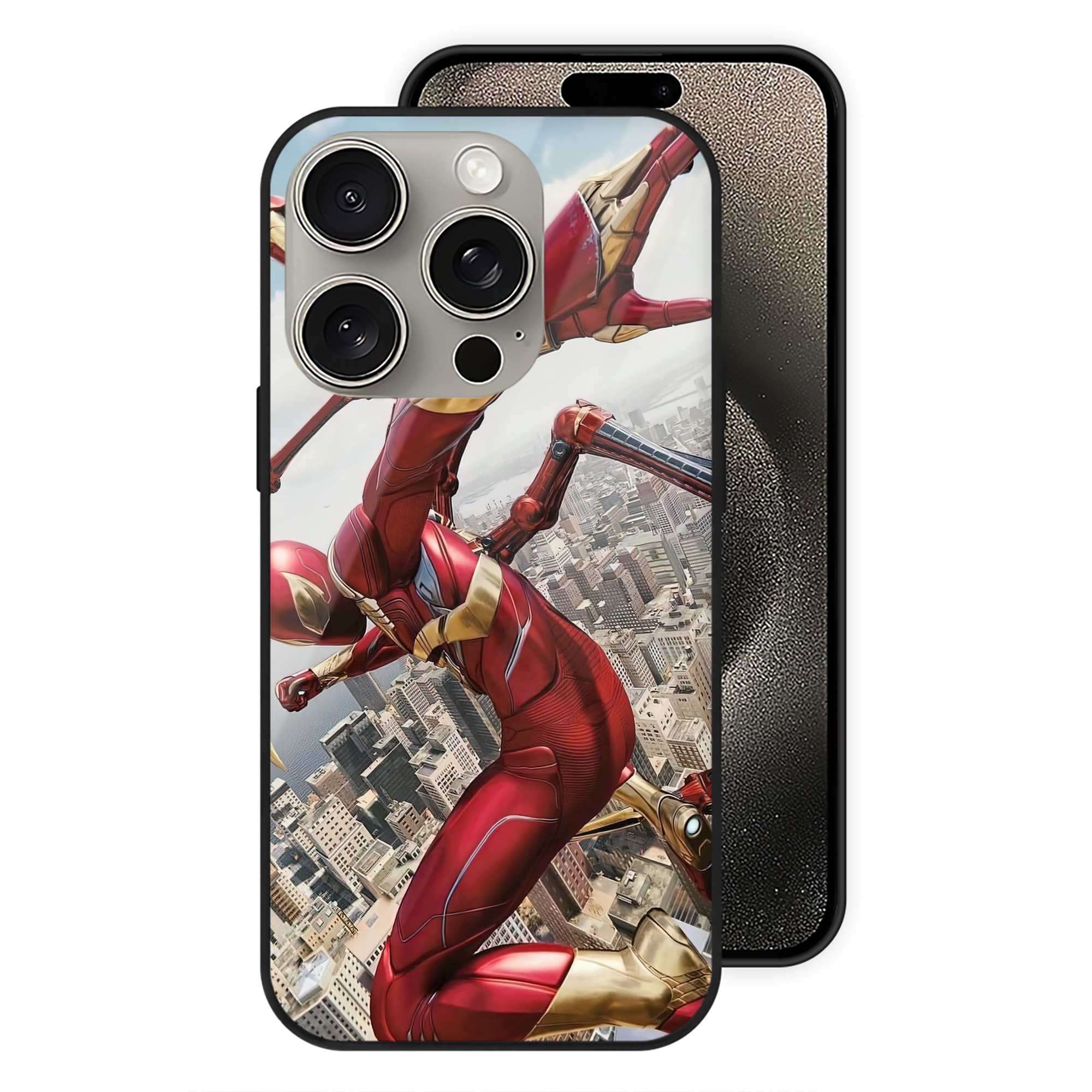 Spider Man スパイダーマン 【iPhone15Pro対応】スマホケース 耐衝撃＆黄変防止 背面ガラス