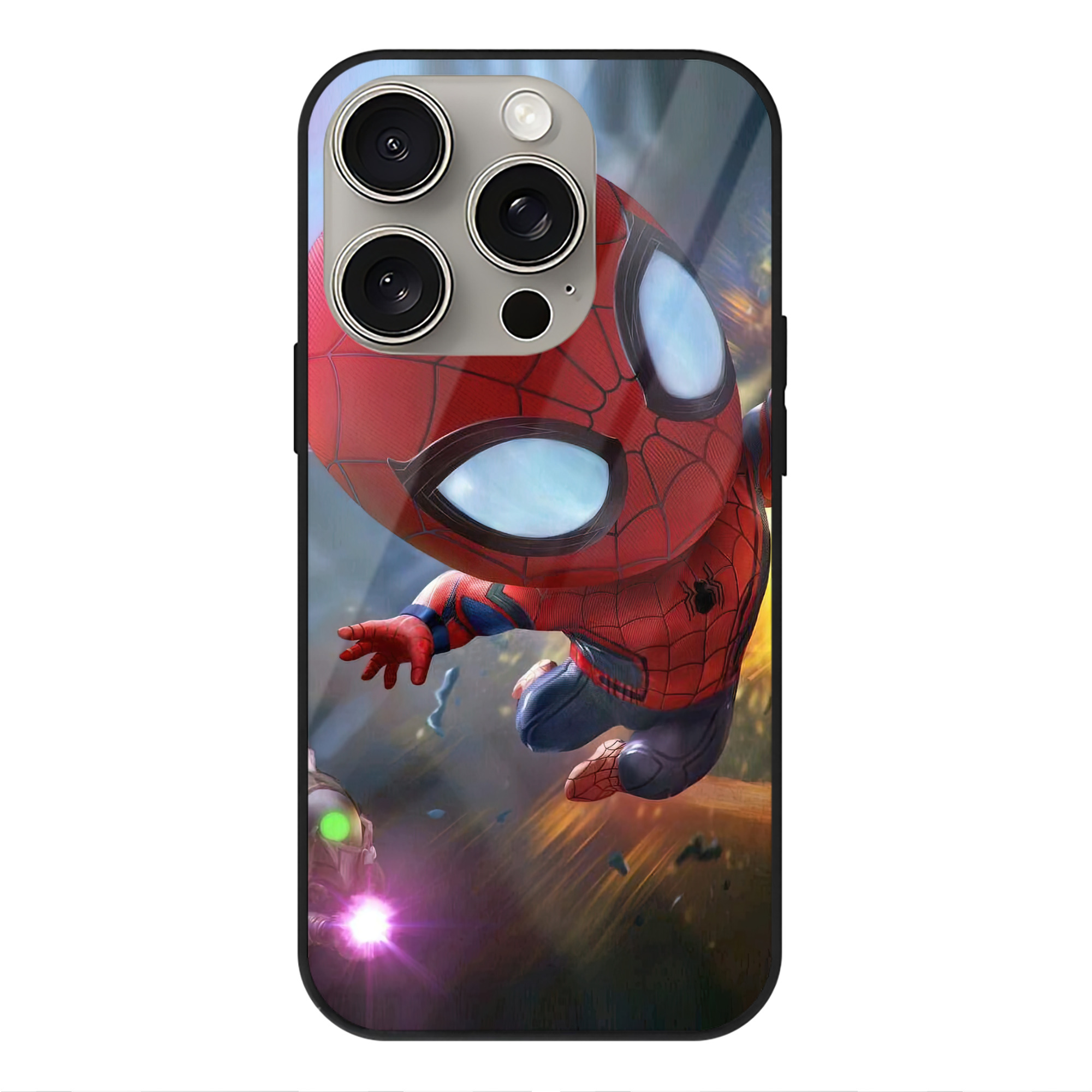 Spider Man スパイダーマン 【iPhone15Pro対応】スマホケース 耐衝撃＆黄変防止 背面ガラス