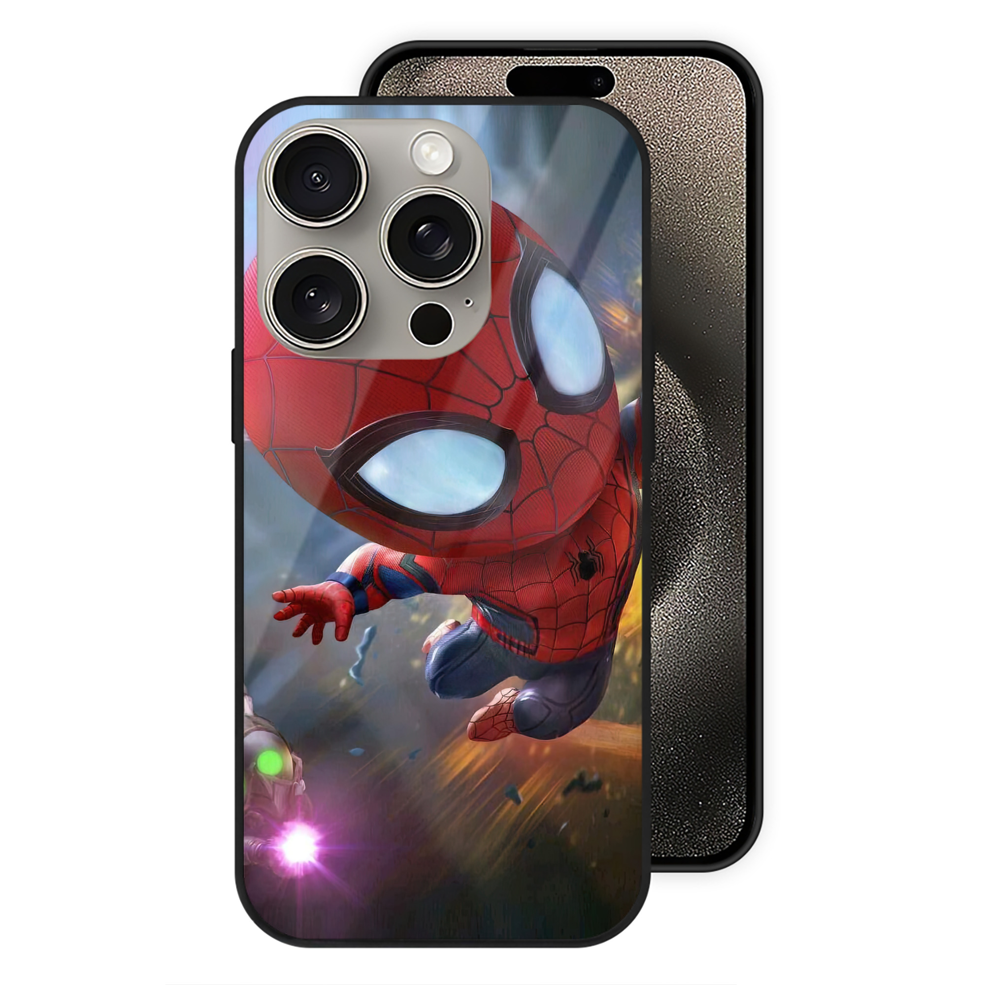 Spider Man スパイダーマン 【iPhone15Pro対応】スマホケース 耐衝撃＆黄変防止 背面ガラス