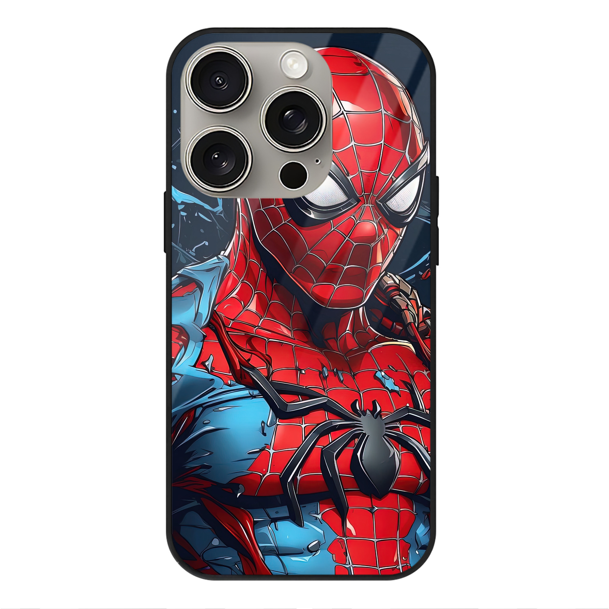 （画像用） Spider Man スパイダーマン 【iPhone15Pro対応】スマホケース 耐衝撃＆黄変防止 背面ガラス