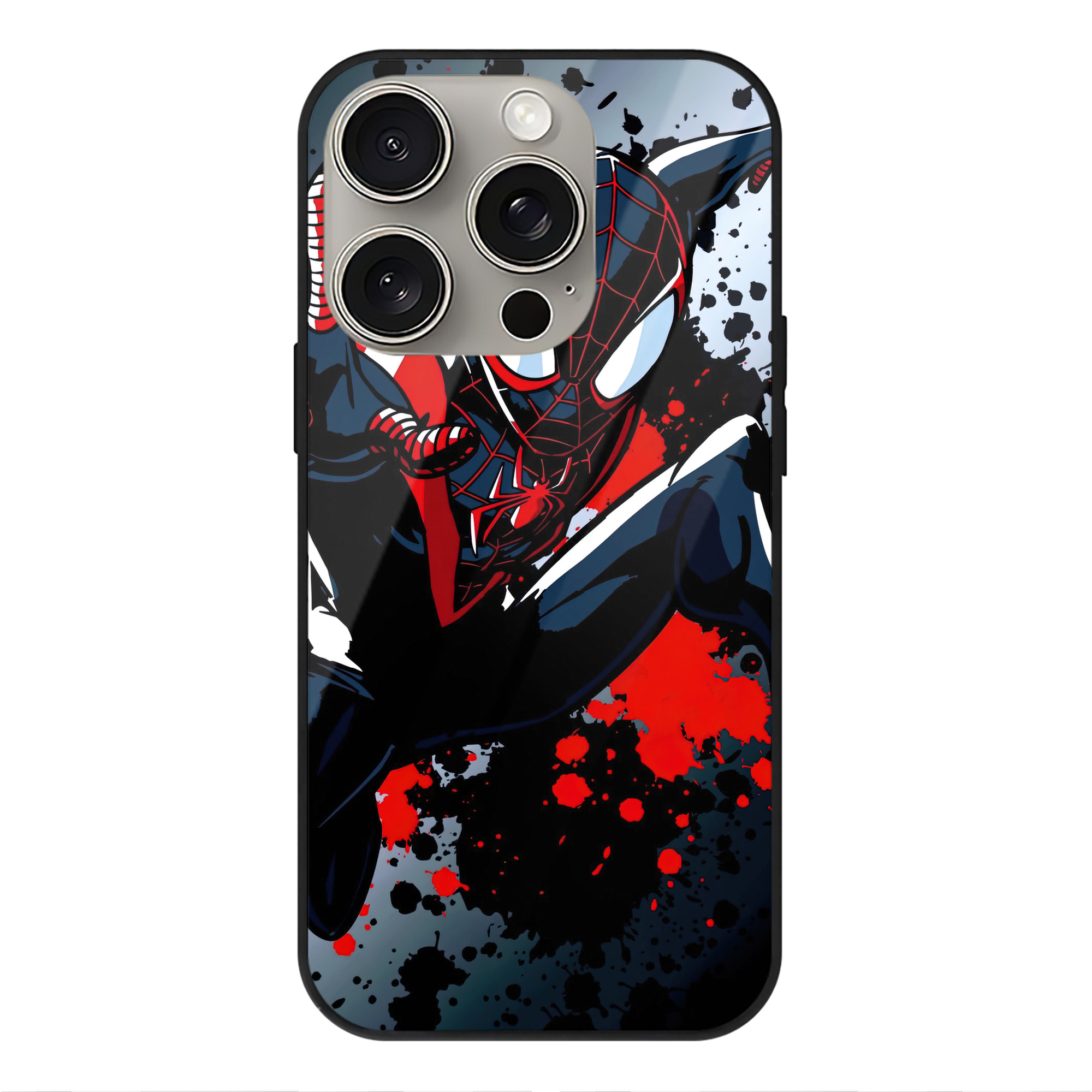 Spider Man スパイダーマン 【iPhone15Pro対応】スマホケース 耐衝撃＆黄変防止 背面ガラス