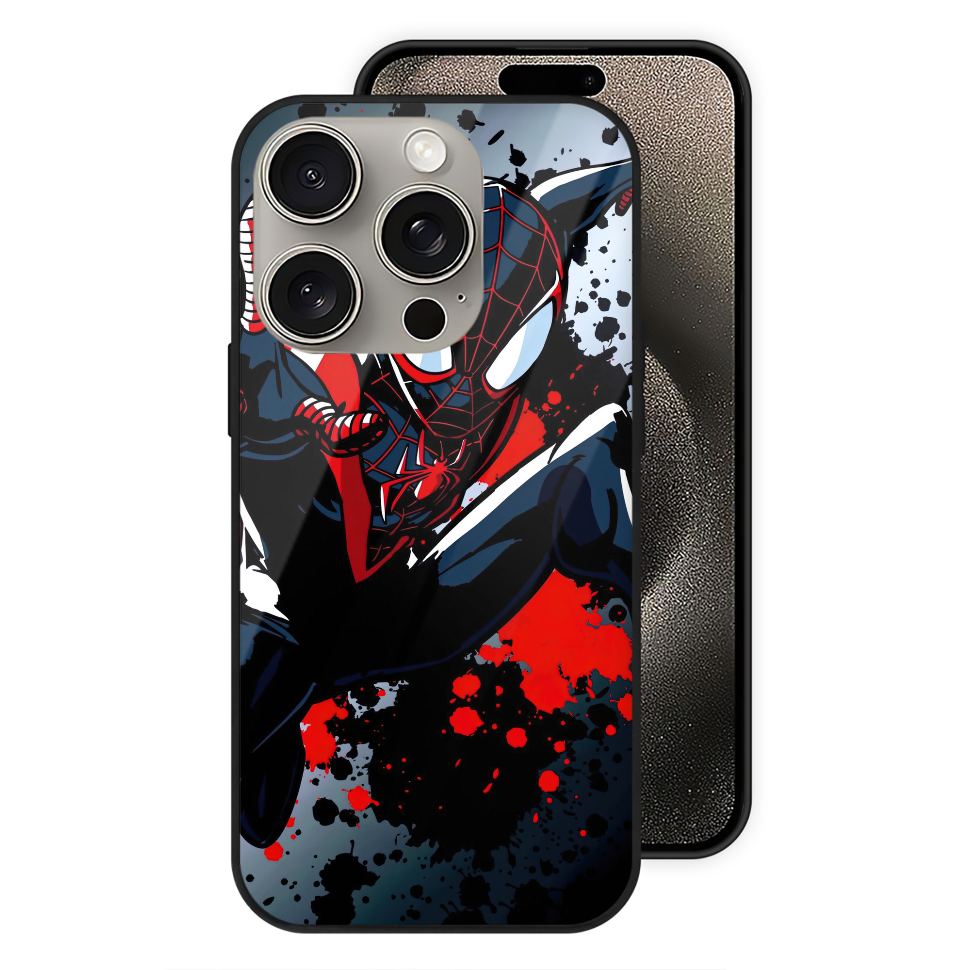 Spider Man スパイダーマン 【iPhone15Pro対応】スマホケース 耐衝撃＆黄変防止 背面ガラス