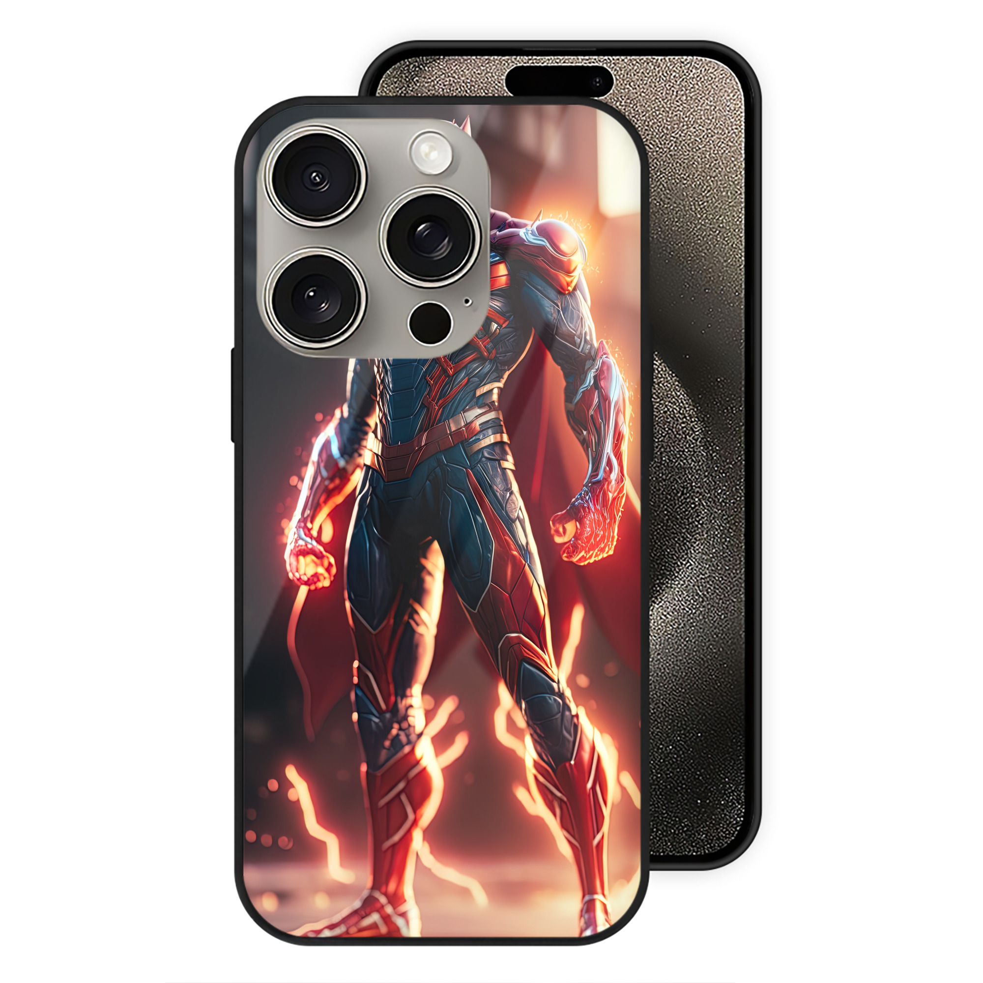 Spider Man スパイダーマン 【iPhone15Pro対応】スマホケース 耐衝撃＆黄変防止 背面ガラス