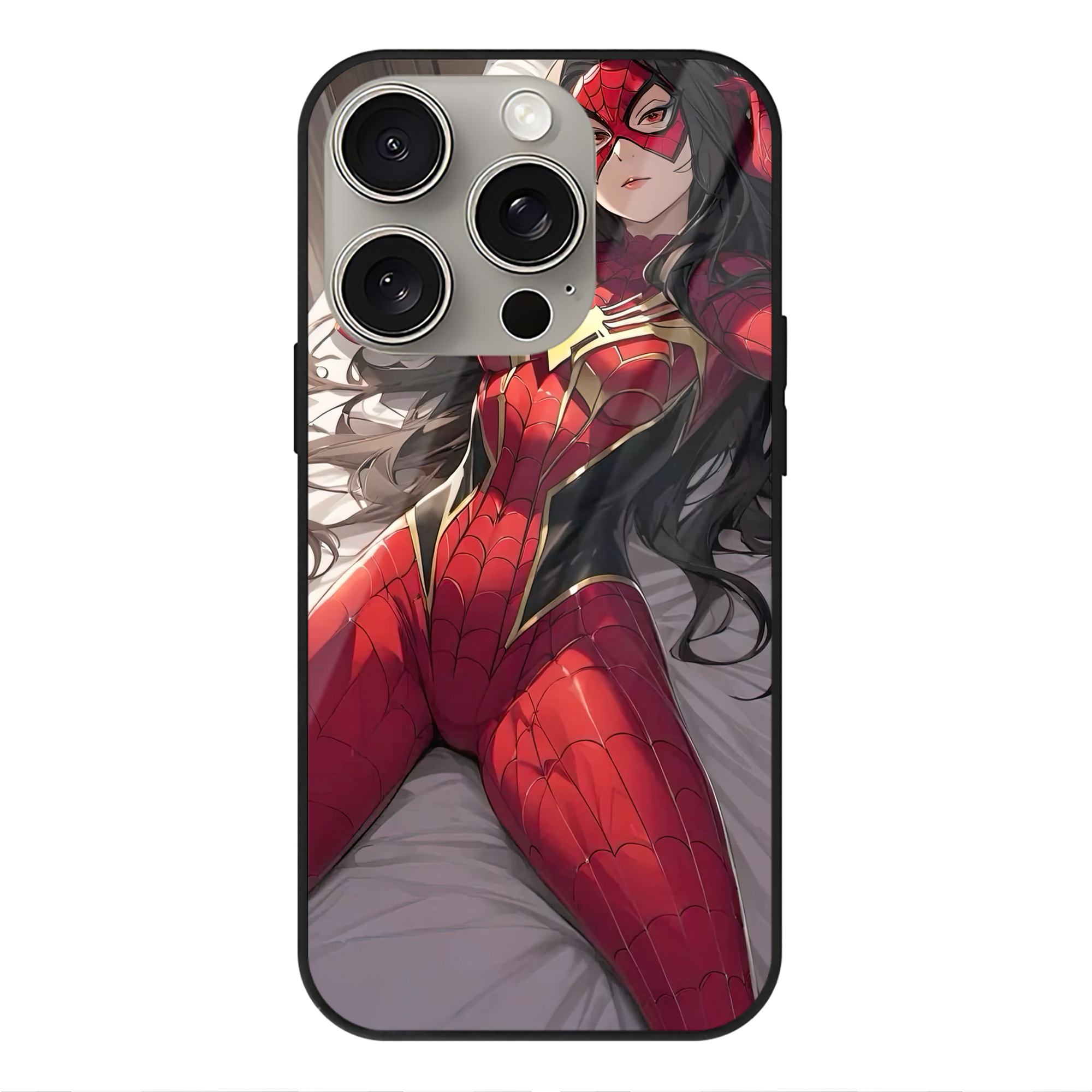 Spider Man スパイダーマン 【iPhone15Pro対応】スマホケース 耐衝撃＆黄変防止 背面ガラス