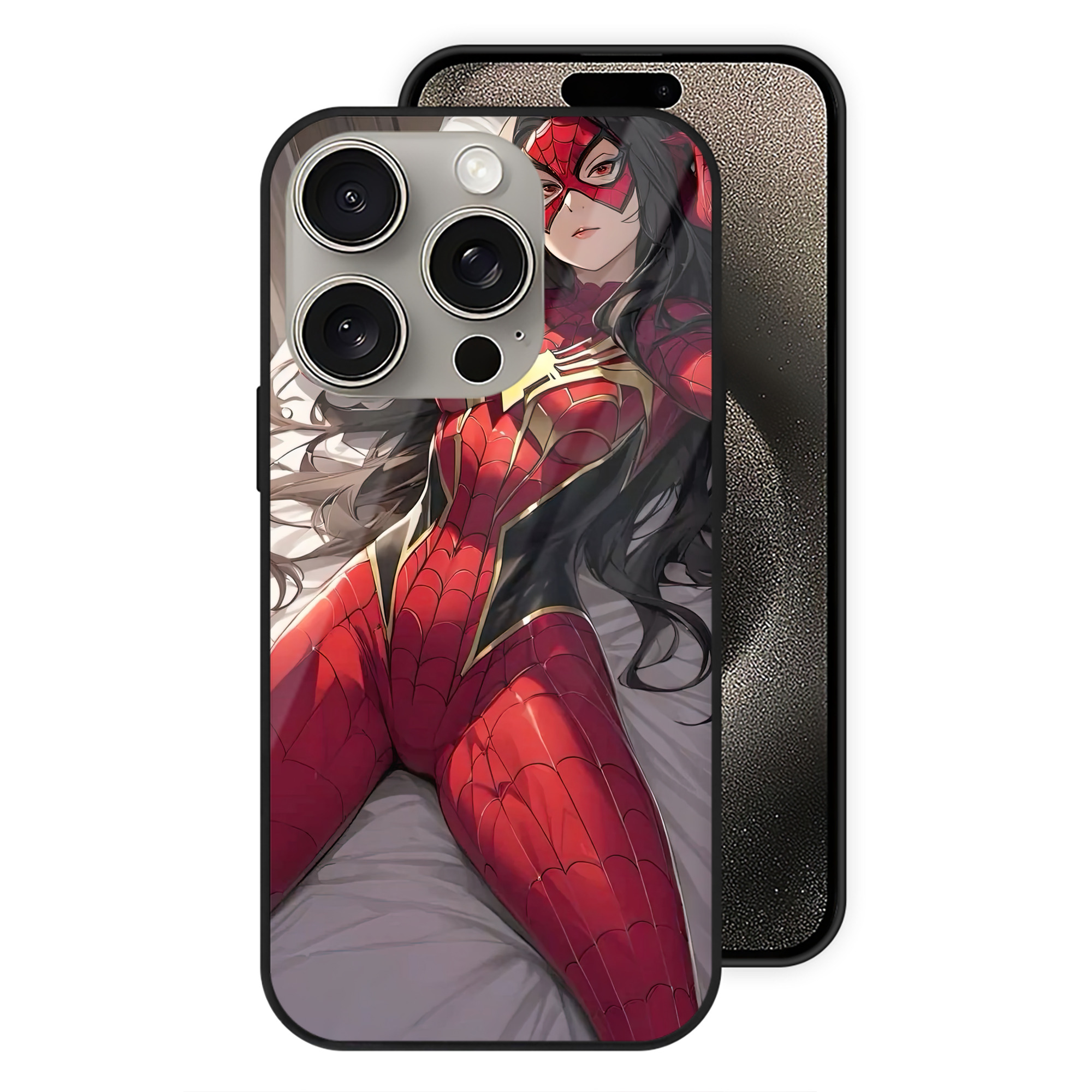 Spider Man スパイダーマン 【iPhone15Pro対応】スマホケース 耐衝撃＆黄変防止 背面ガラス