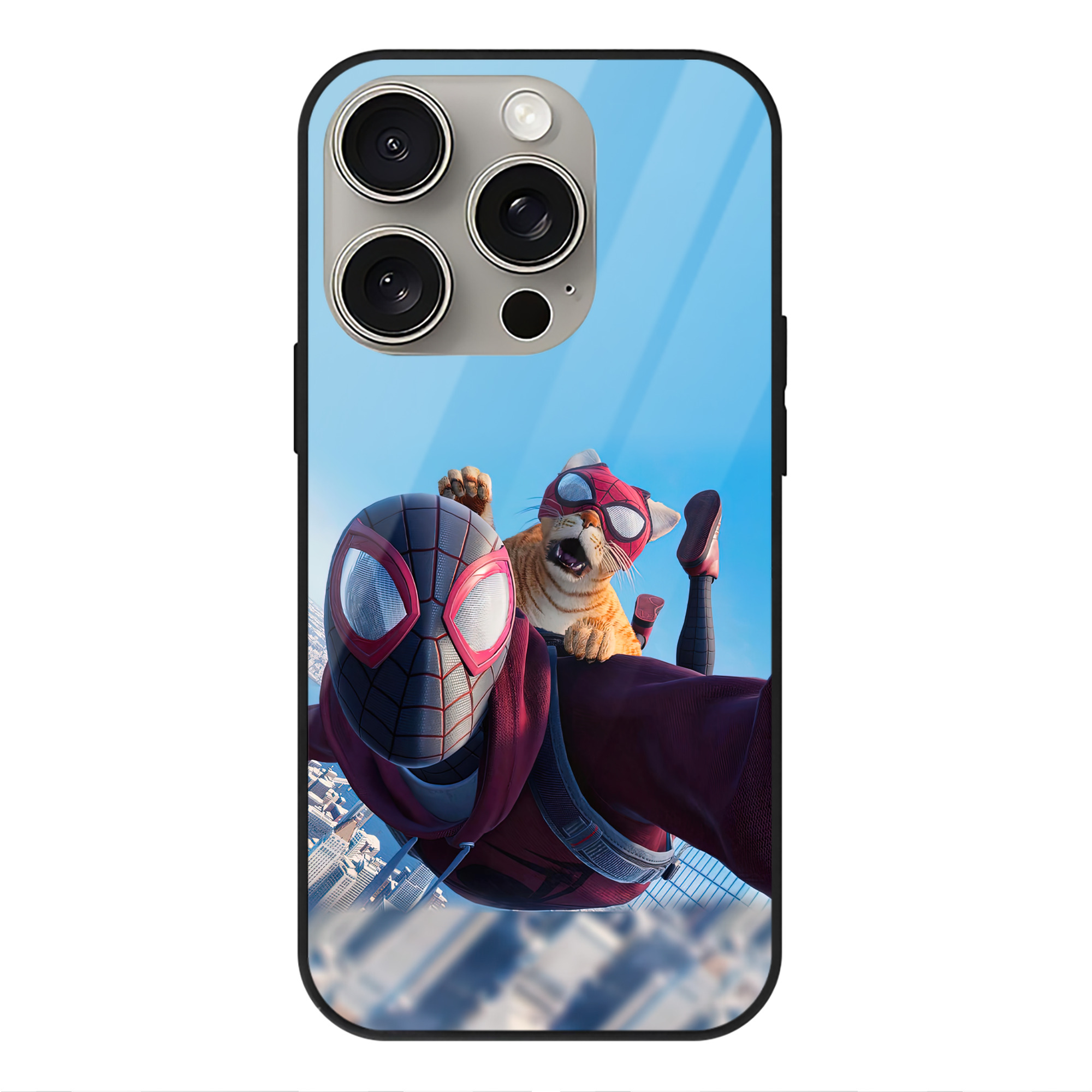 Spider Man スパイダーマン 【iPhone15Pro対応】スマホケース 耐衝撃＆黄変防止 背面ガラス