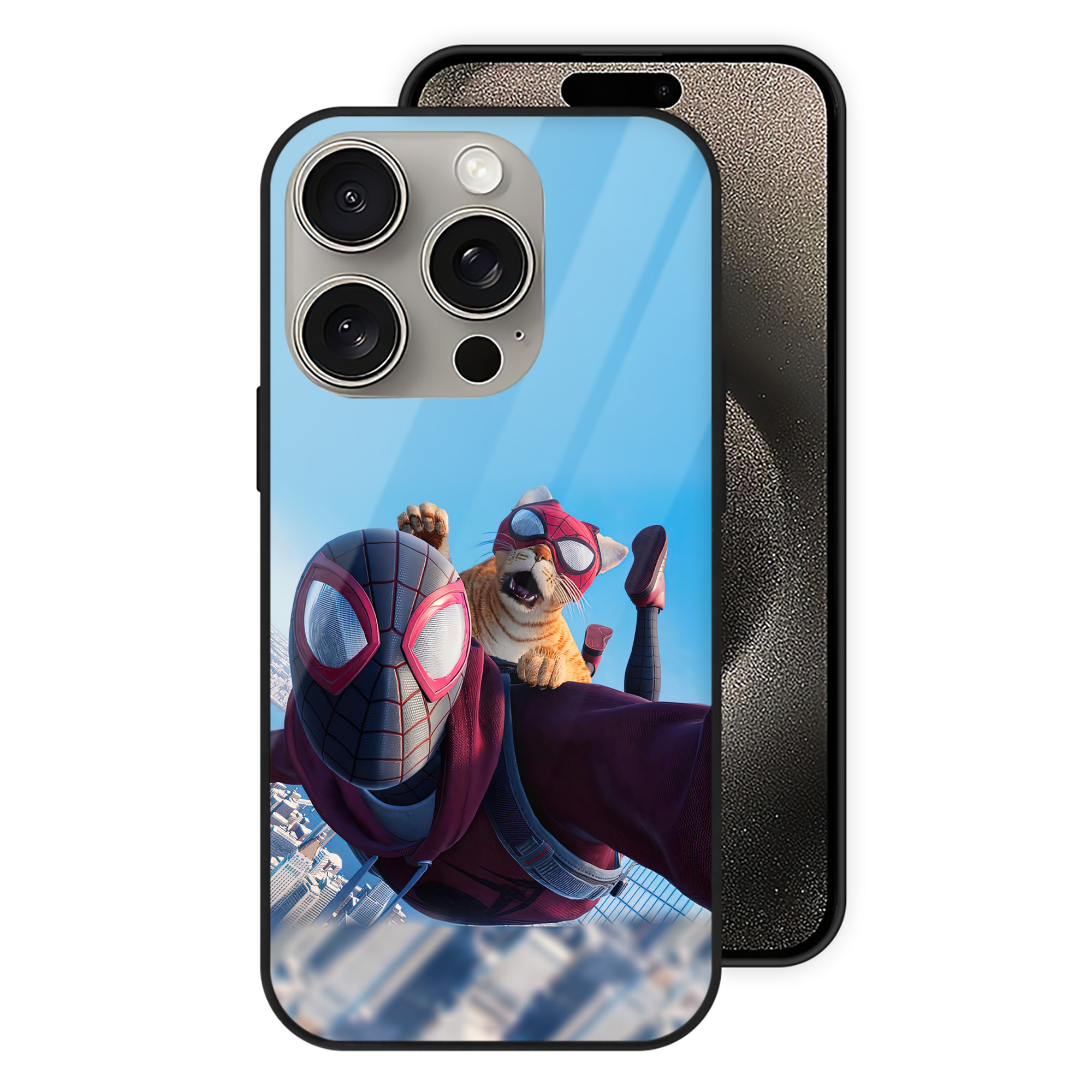 Spider Man スパイダーマン 【iPhone15Pro対応】スマホケース 耐衝撃＆黄変防止 背面ガラス