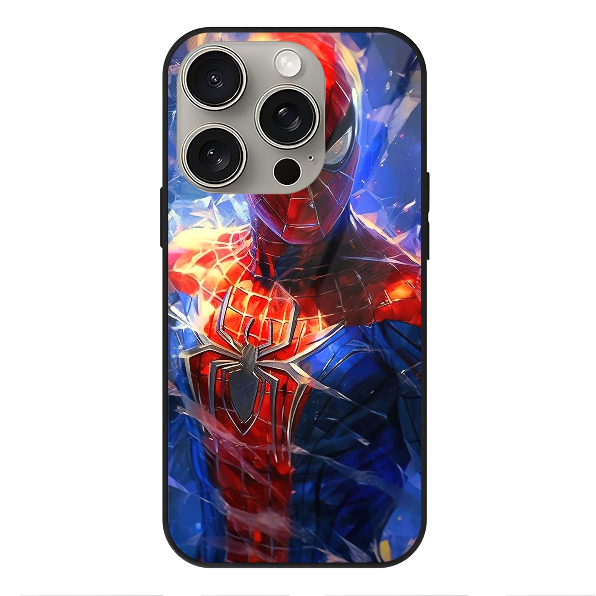 Spider Man スパイダーマン 【iPhone15Pro対応】スマホケース 耐衝撃＆黄変防止 背面ガラス