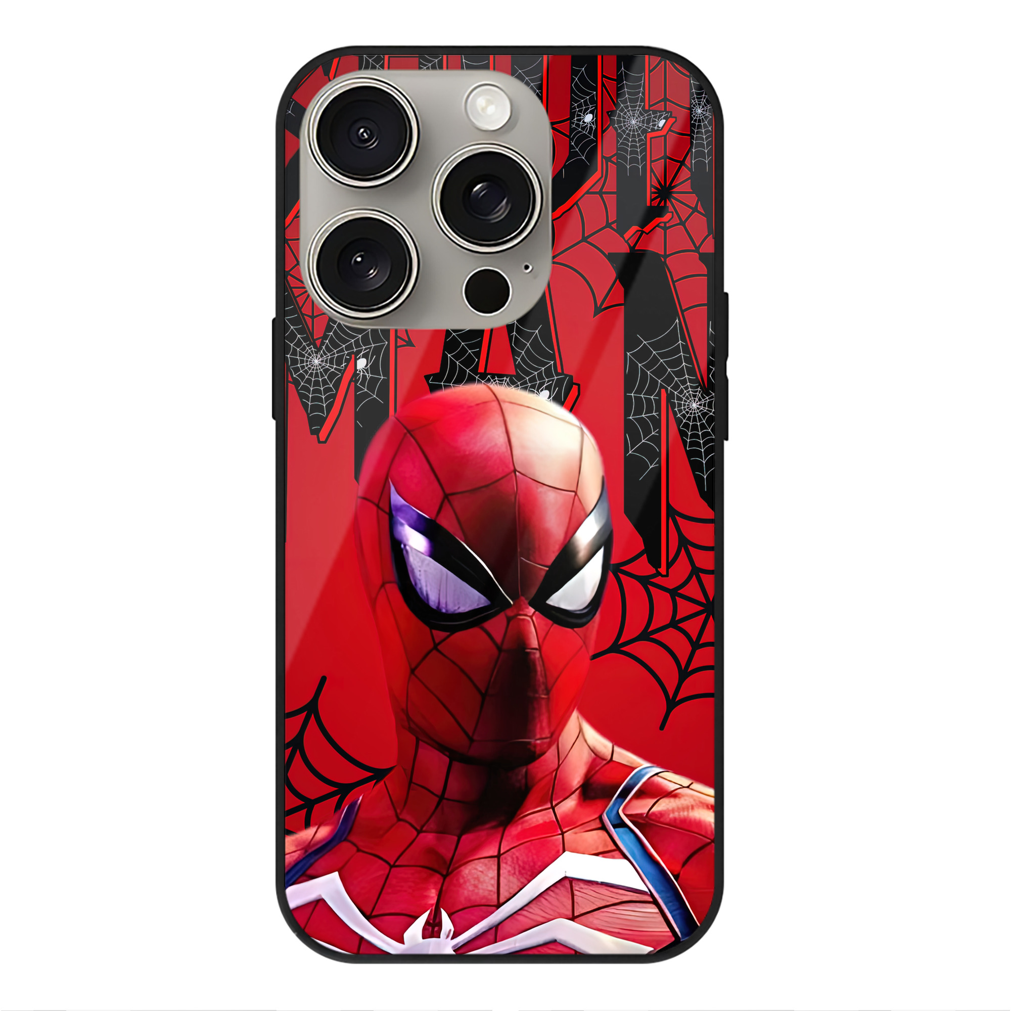 Spider Man スパイダーマン 【iPhone15Pro対応】スマホケース 耐衝撃＆黄変防止 背面ガラス