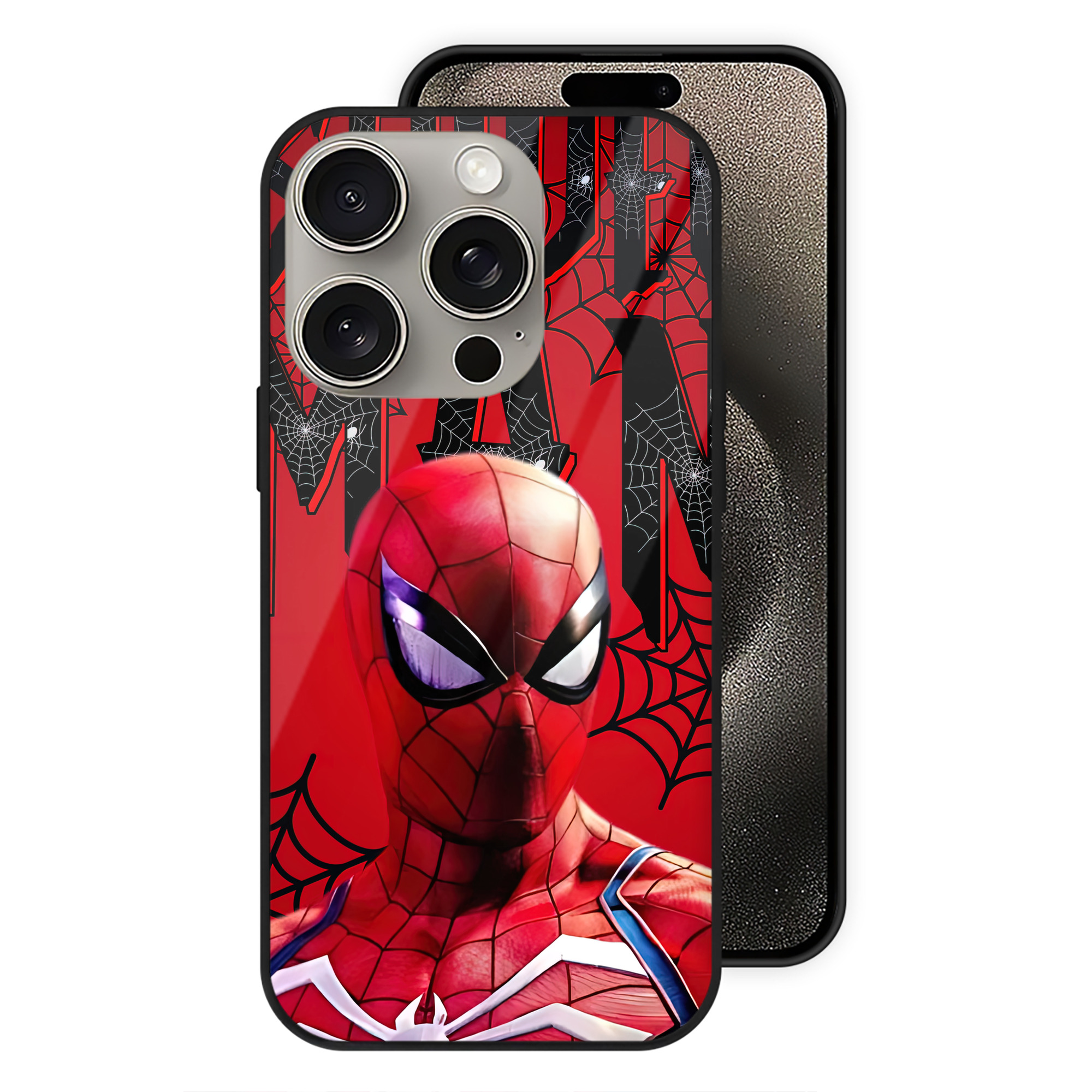 Spider Man スパイダーマン 【iPhone15Pro対応】スマホケース 耐衝撃＆黄変防止 背面ガラス
