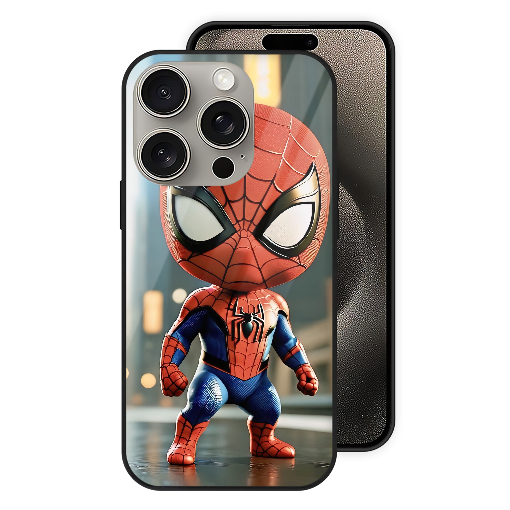 （画像用） Spider Man スパイダーマン 【iPhone15Pro対応】スマホケース 耐衝撃＆黄変防止 背面ガラス