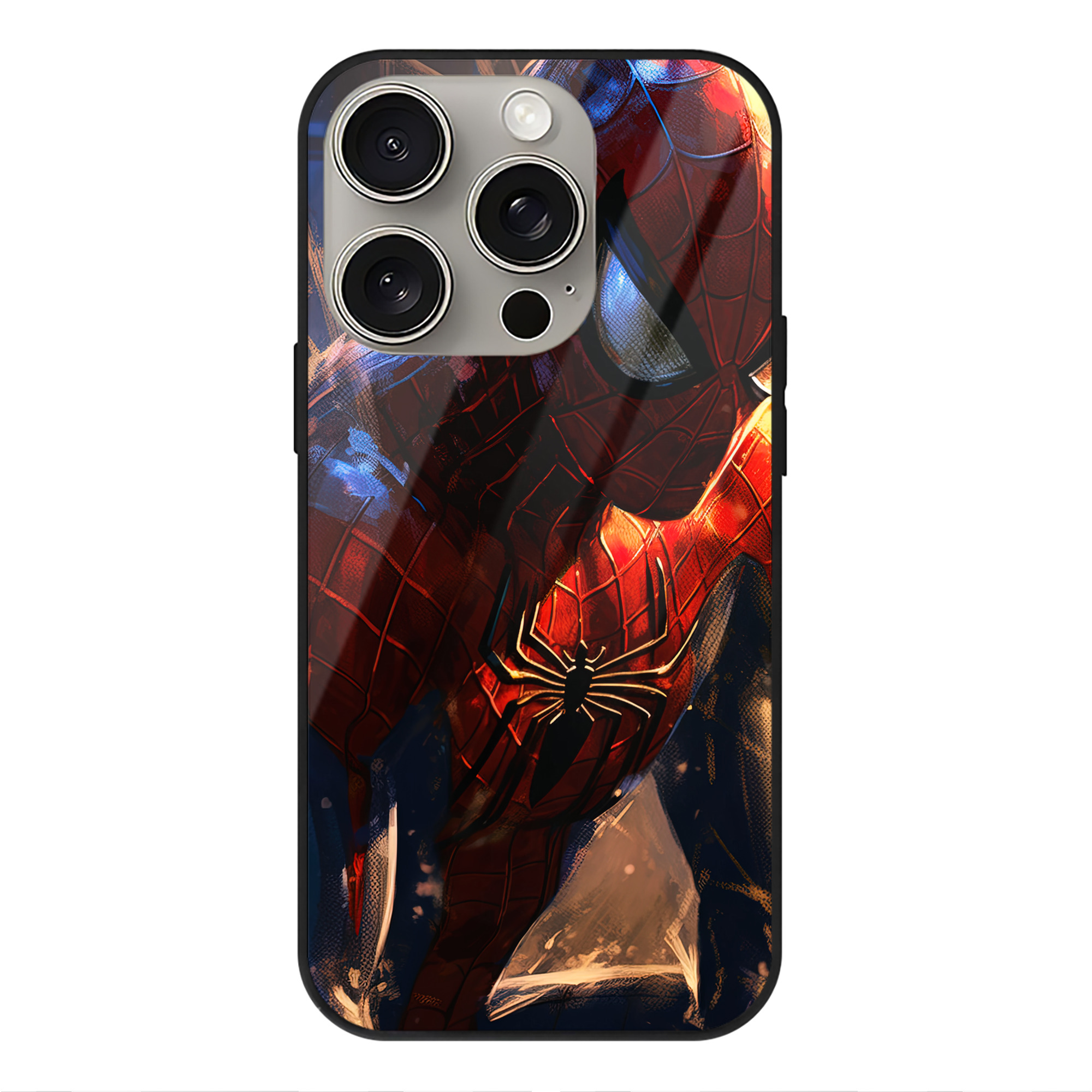 （画像用） Spider Man スパイダーマン 【iPhone15Pro対応】スマホケース 耐衝撃＆黄変防止 背面ガラス