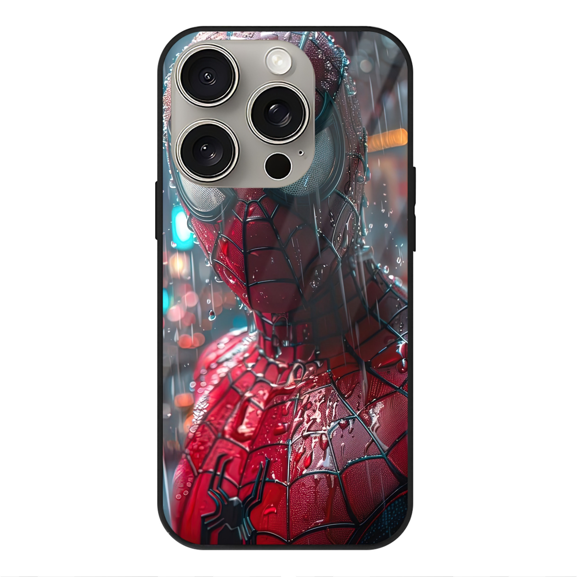 （画像用） Spider Man スパイダーマン 【iPhone15Pro対応】スマホケース 耐衝撃＆黄変防止 背面ガラス