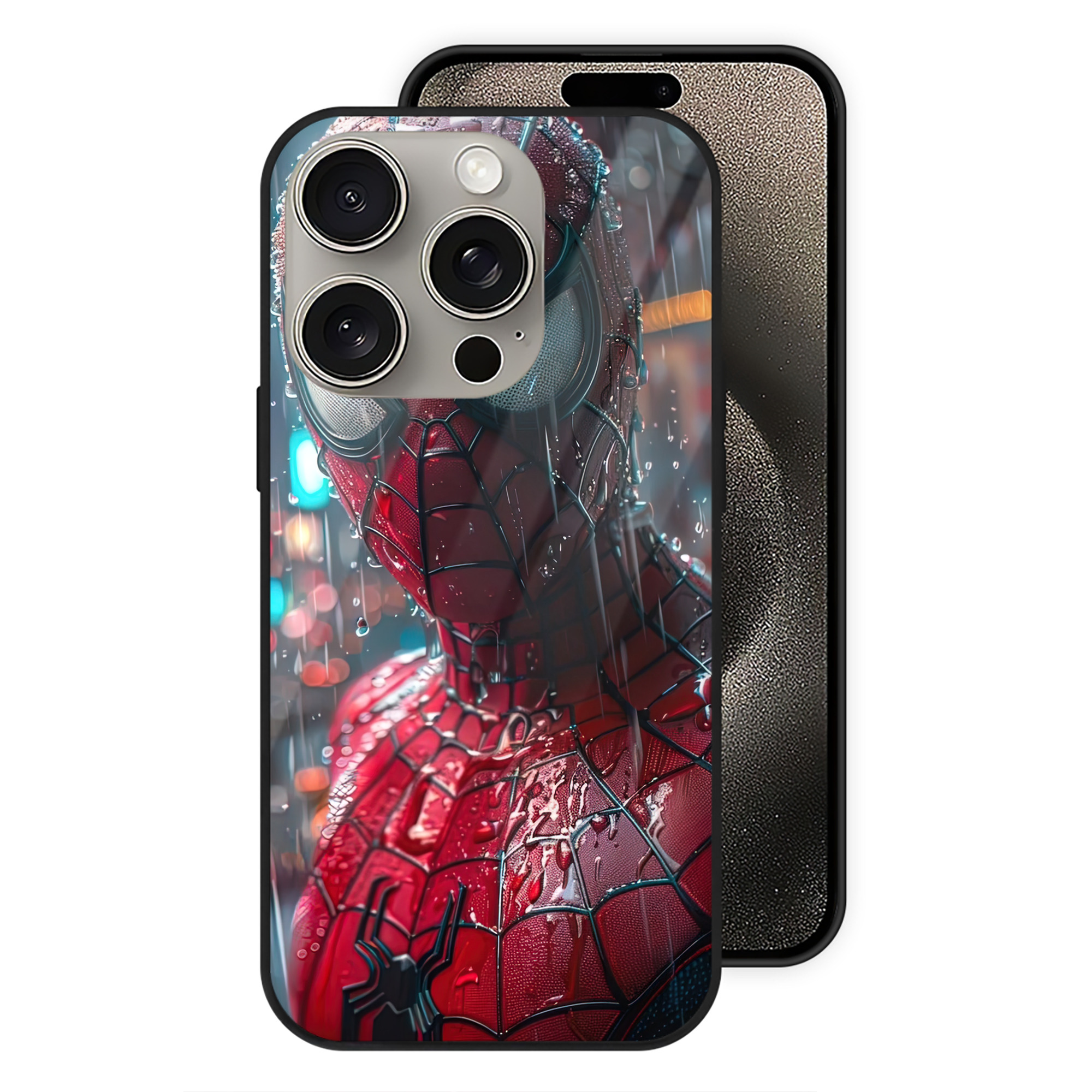 （画像用） Spider Man スパイダーマン 【iPhone15Pro対応】スマホケース 耐衝撃＆黄変防止 背面ガラス
