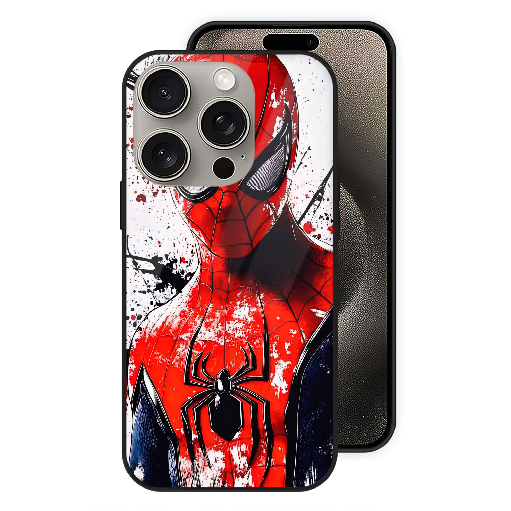Spider Man スパイダーマン 【iPhone15Pro対応】スマホケース 耐衝撃＆黄変防止 背面ガラス