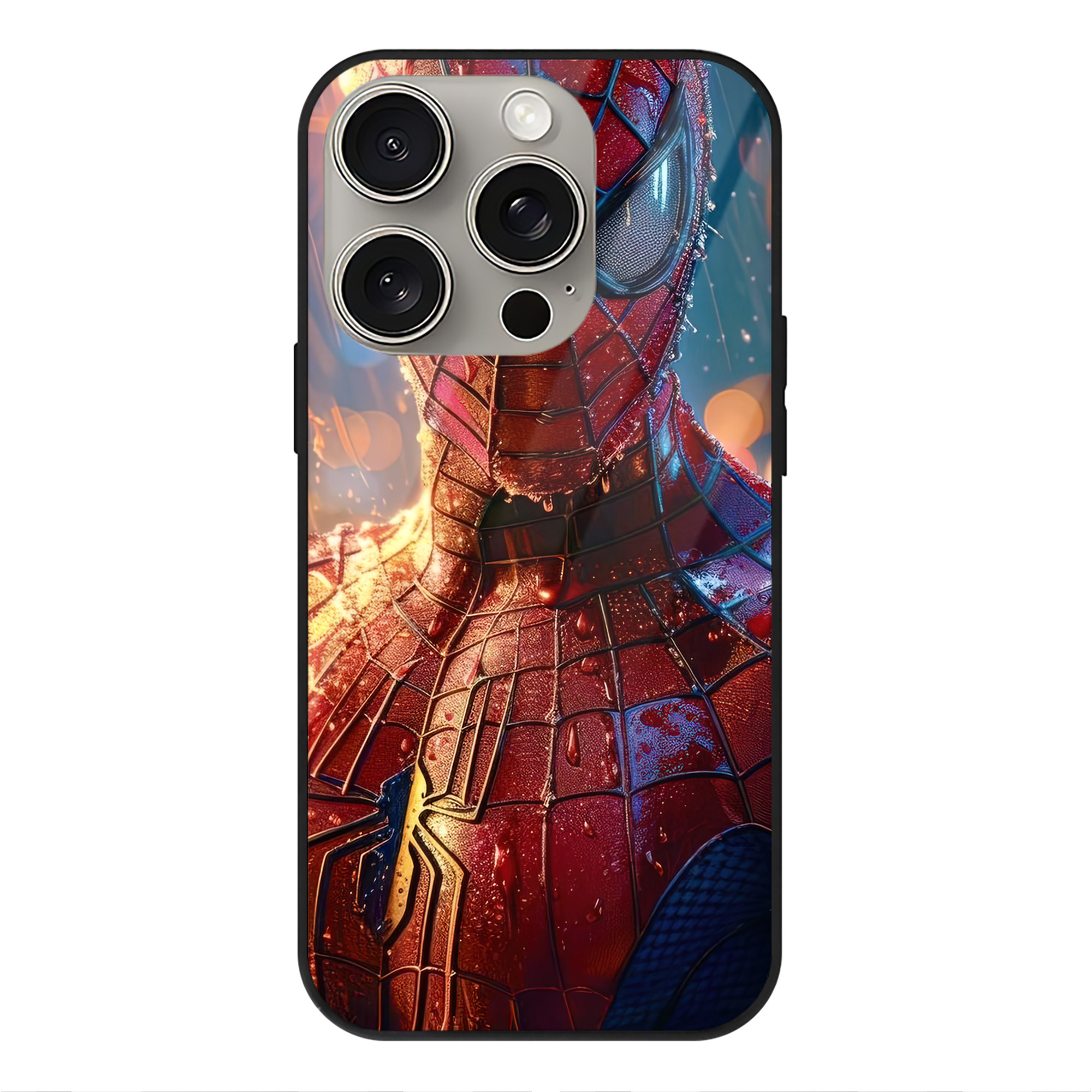 （画像用） Spider Man スパイダーマン 【iPhone15Pro対応】スマホケース 耐衝撃＆黄変防止 背面ガラス