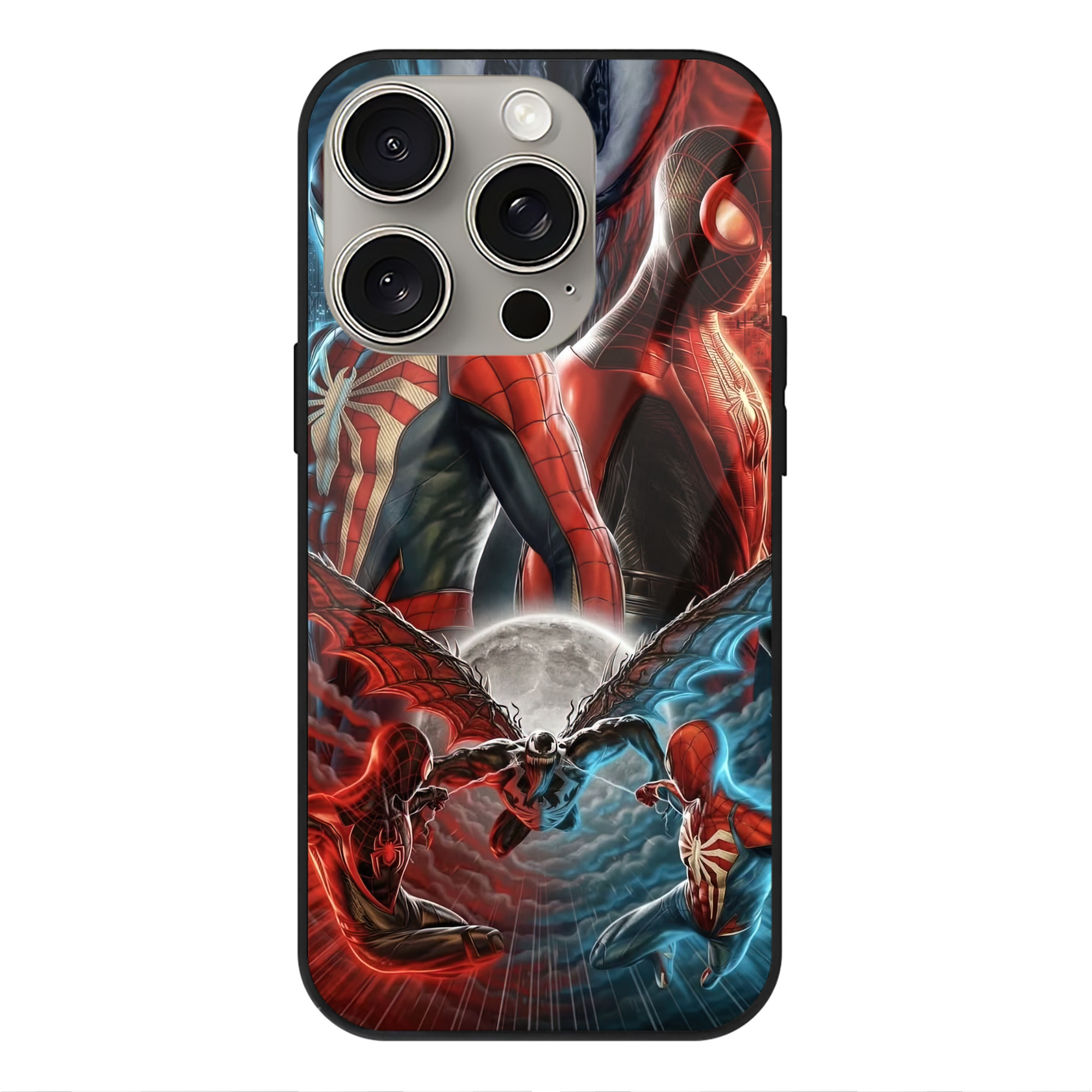 Spider Man スパイダーマン 【iPhone15Pro対応】スマホケース 耐衝撃＆黄変防止 背面ガラス