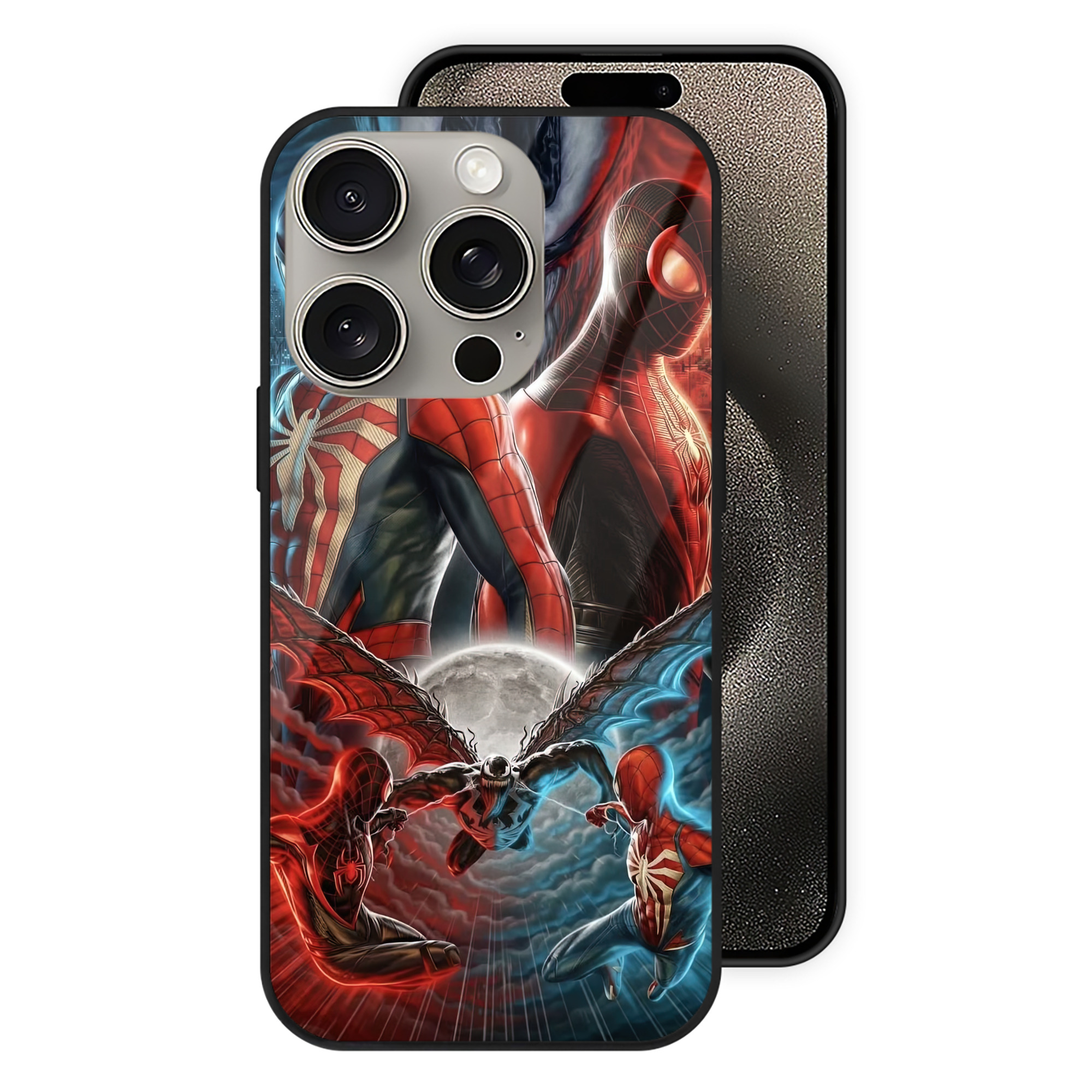 Spider Man スパイダーマン 【iPhone15Pro対応】スマホケース 耐衝撃＆黄変防止 背面ガラス
