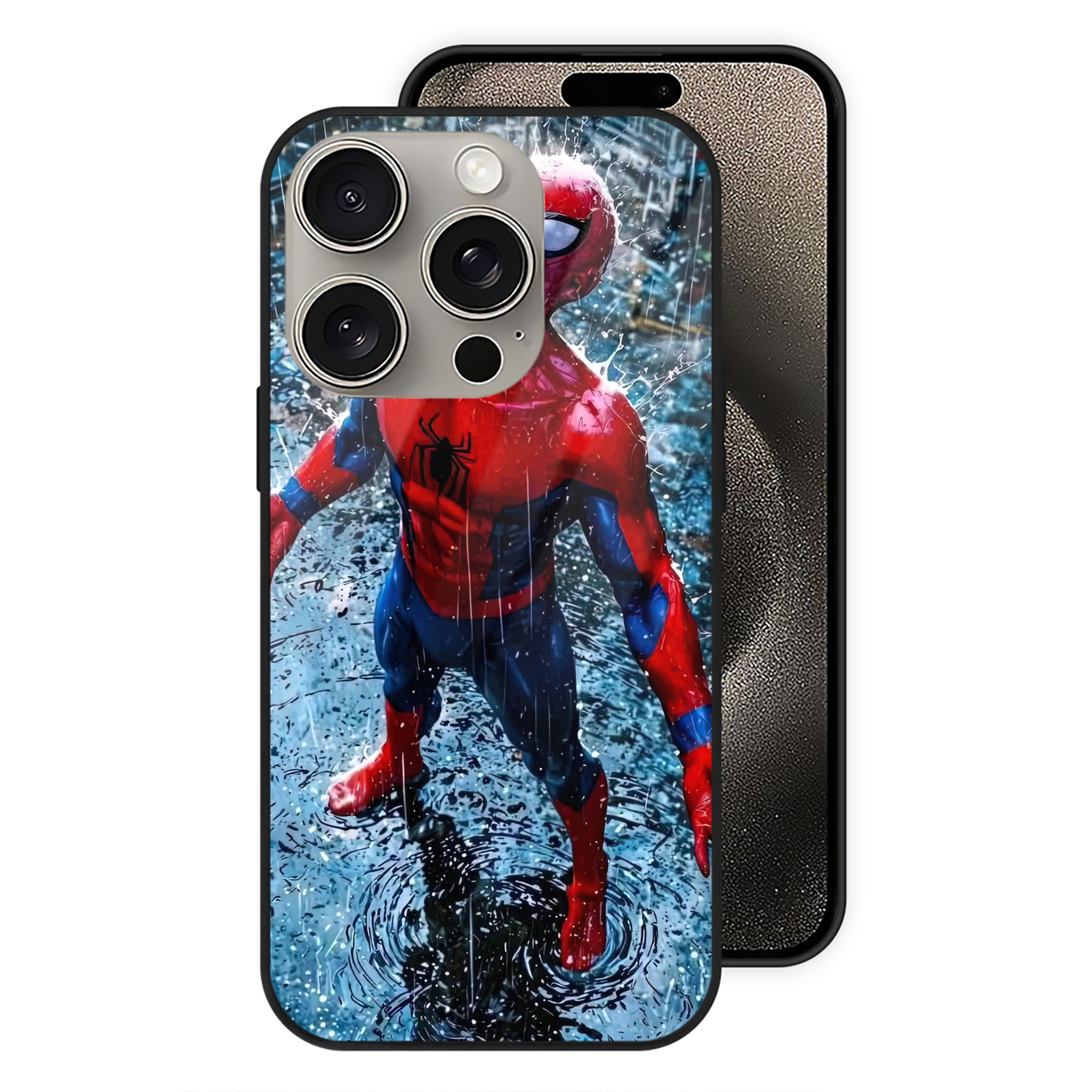 Spider Man スパイダーマン 【iPhone15Pro対応】スマホケース 耐衝撃＆黄変防止 背面ガラス