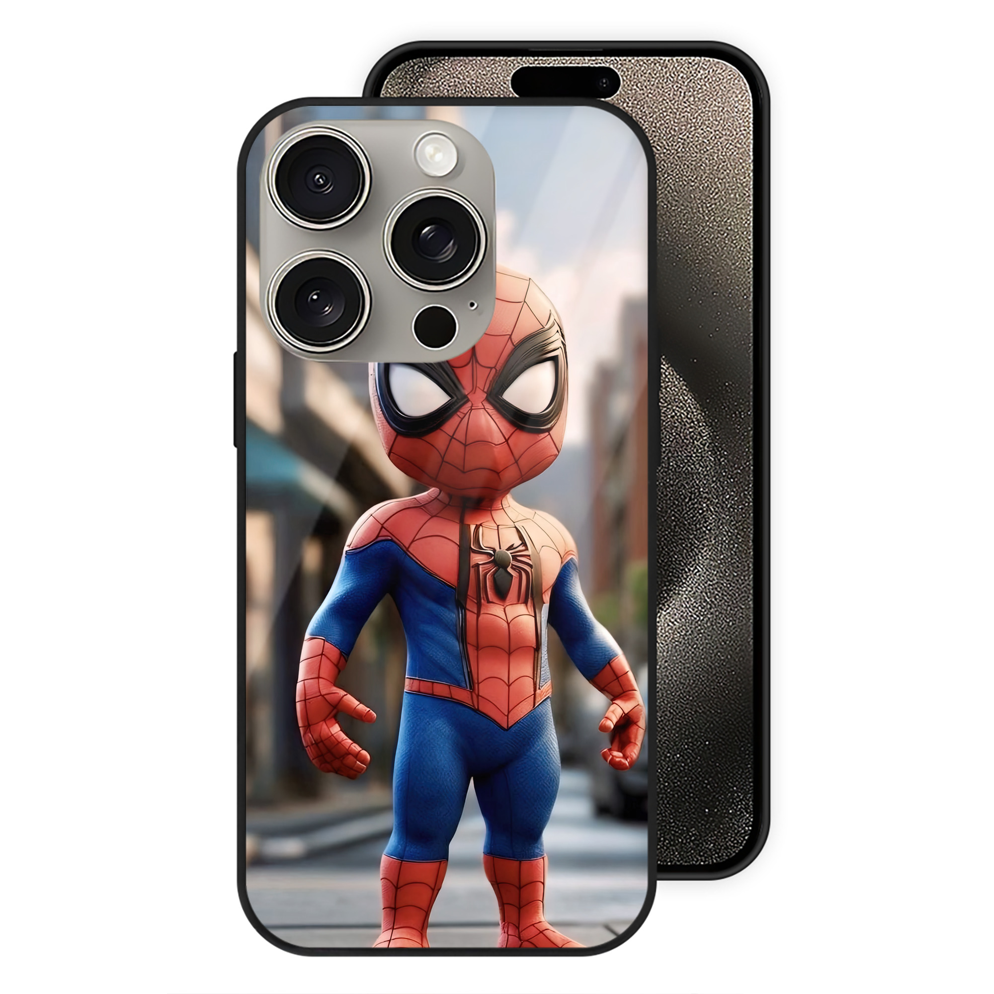 （画像用） Spider Man スパイダーマン 【iPhone15Pro対応】スマホケース 耐衝撃＆黄変防止 背面ガラス