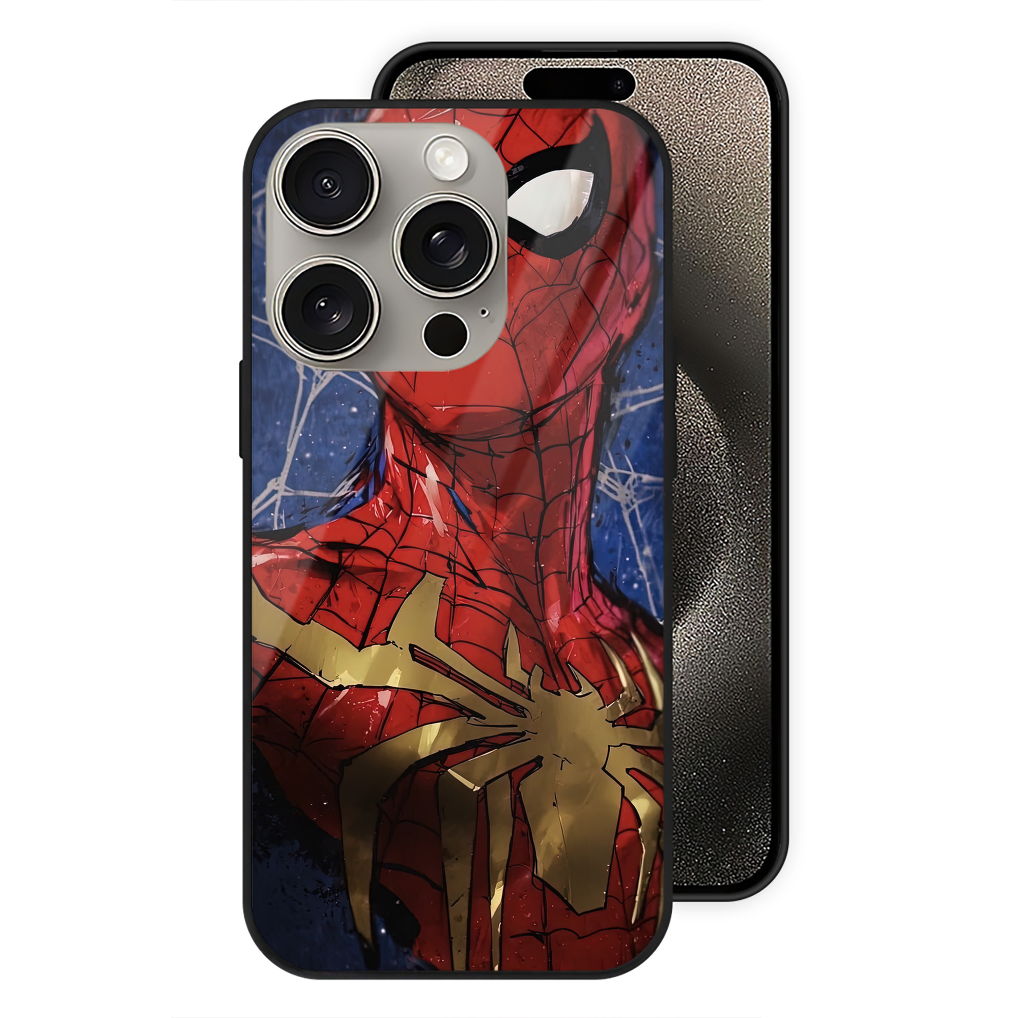 （画像用） Spider Man スパイダーマン 【iPhone15Pro対応】スマホケース 耐衝撃＆黄変防止 背面ガラス