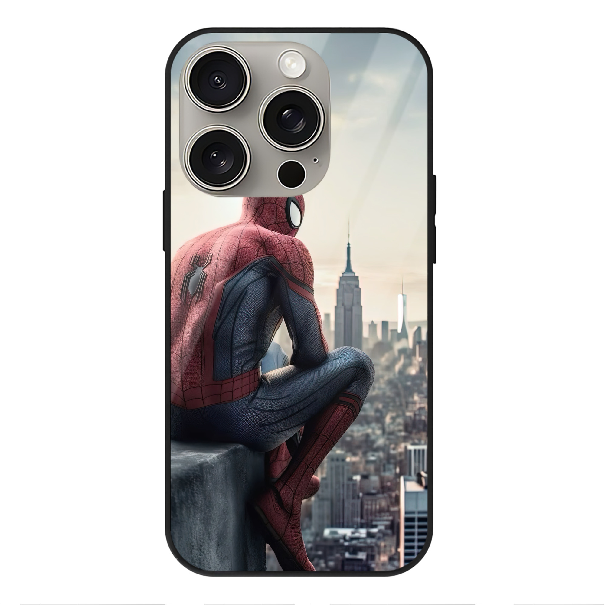 Spider Man スパイダーマン 【iPhone15Pro対応】スマホケース 耐衝撃＆黄変防止 背面ガラス
