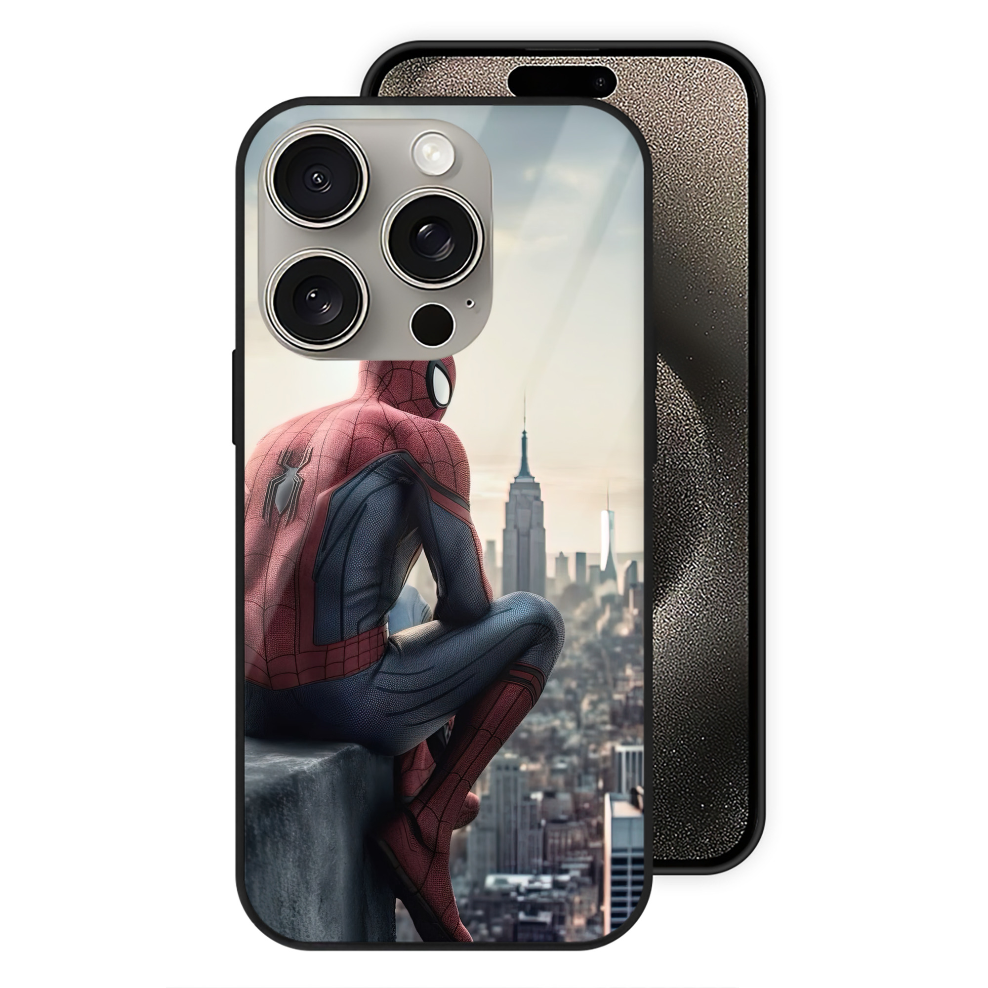 Spider Man スパイダーマン 【iPhone15Pro対応】スマホケース 耐衝撃＆黄変防止 背面ガラス