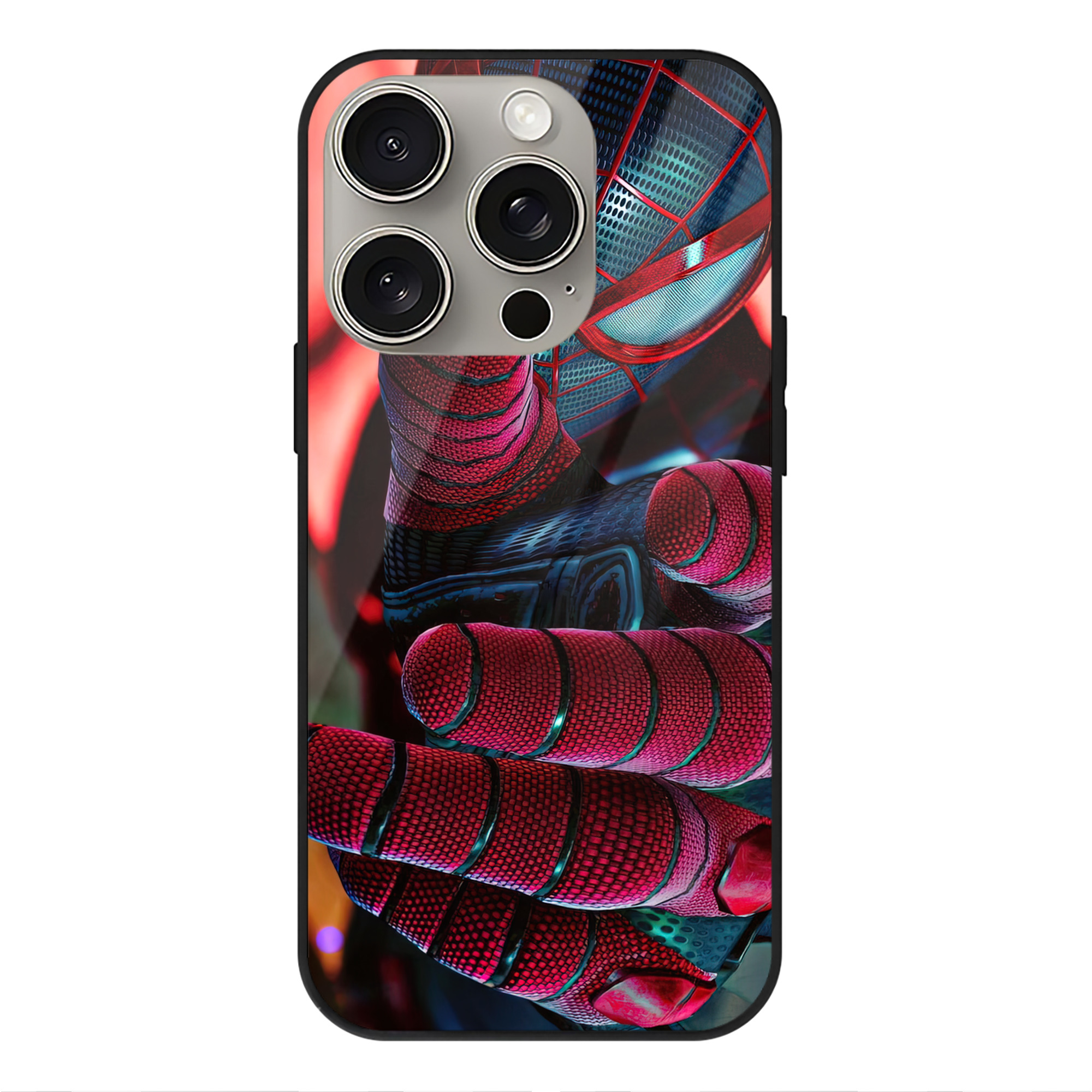 （画像用） Spider Man スパイダーマン 【iPhone15Pro対応】スマホケース 耐衝撃＆黄変防止 背面ガラス