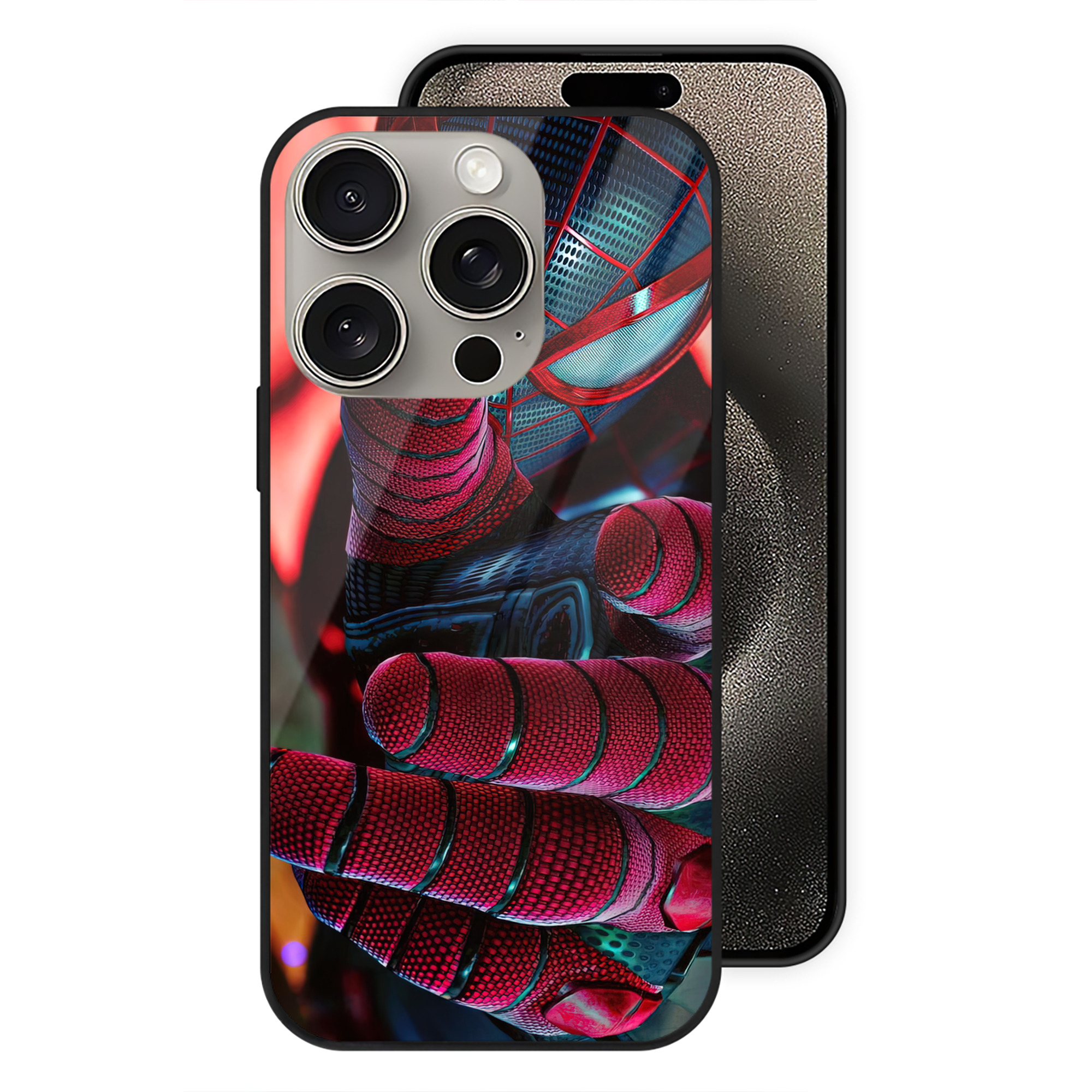 （画像用） Spider Man スパイダーマン 【iPhone15Pro対応】スマホケース 耐衝撃＆黄変防止 背面ガラス