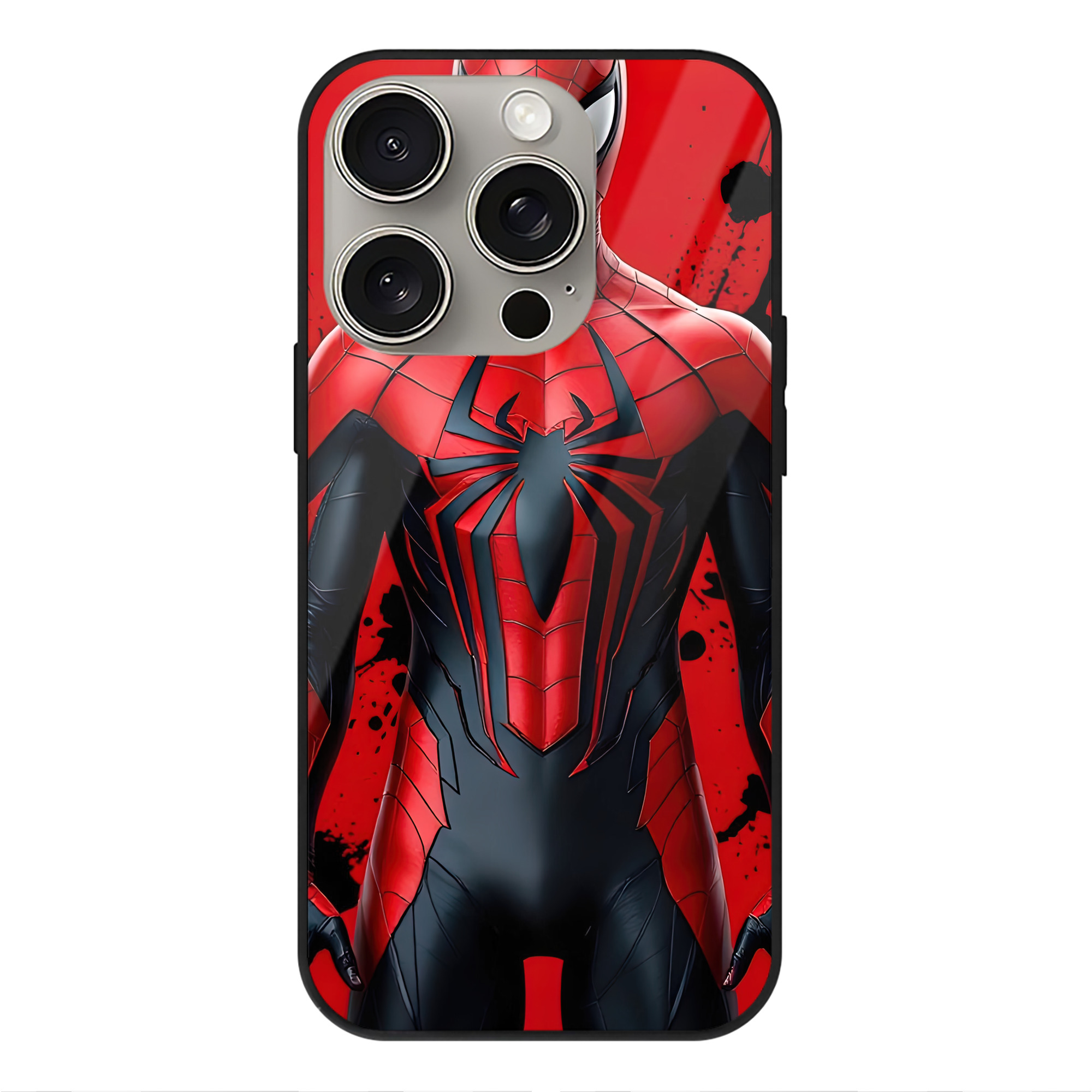 Spider Man スパイダーマン 【iPhone15Pro対応】スマホケース 耐衝撃＆黄変防止 背面ガラス