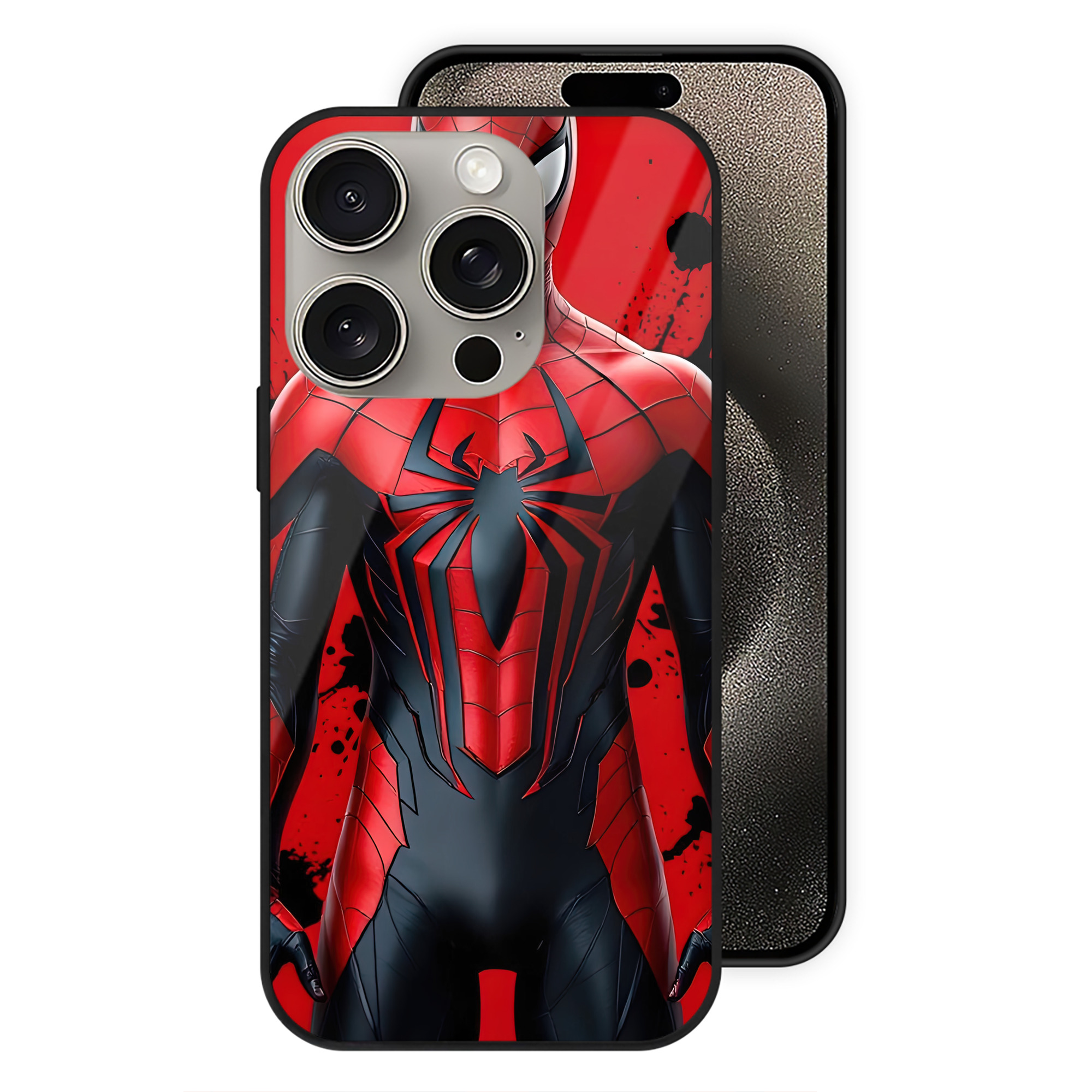 Spider Man スパイダーマン 【iPhone15Pro対応】スマホケース 耐衝撃＆黄変防止 背面ガラス