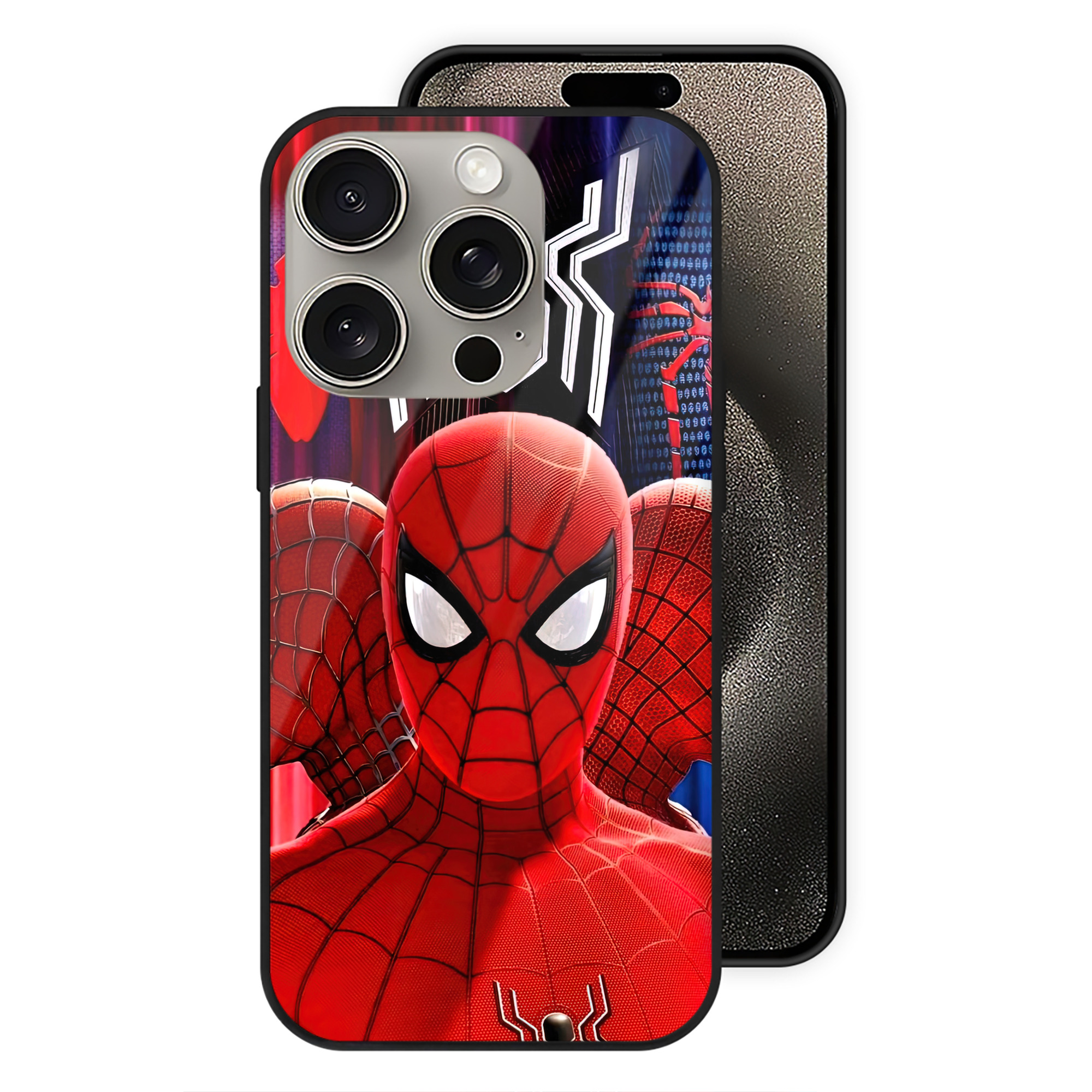 Spider Man スパイダーマン 【iPhone15Pro対応】スマホケース 耐衝撃＆黄変防止 背面ガラス