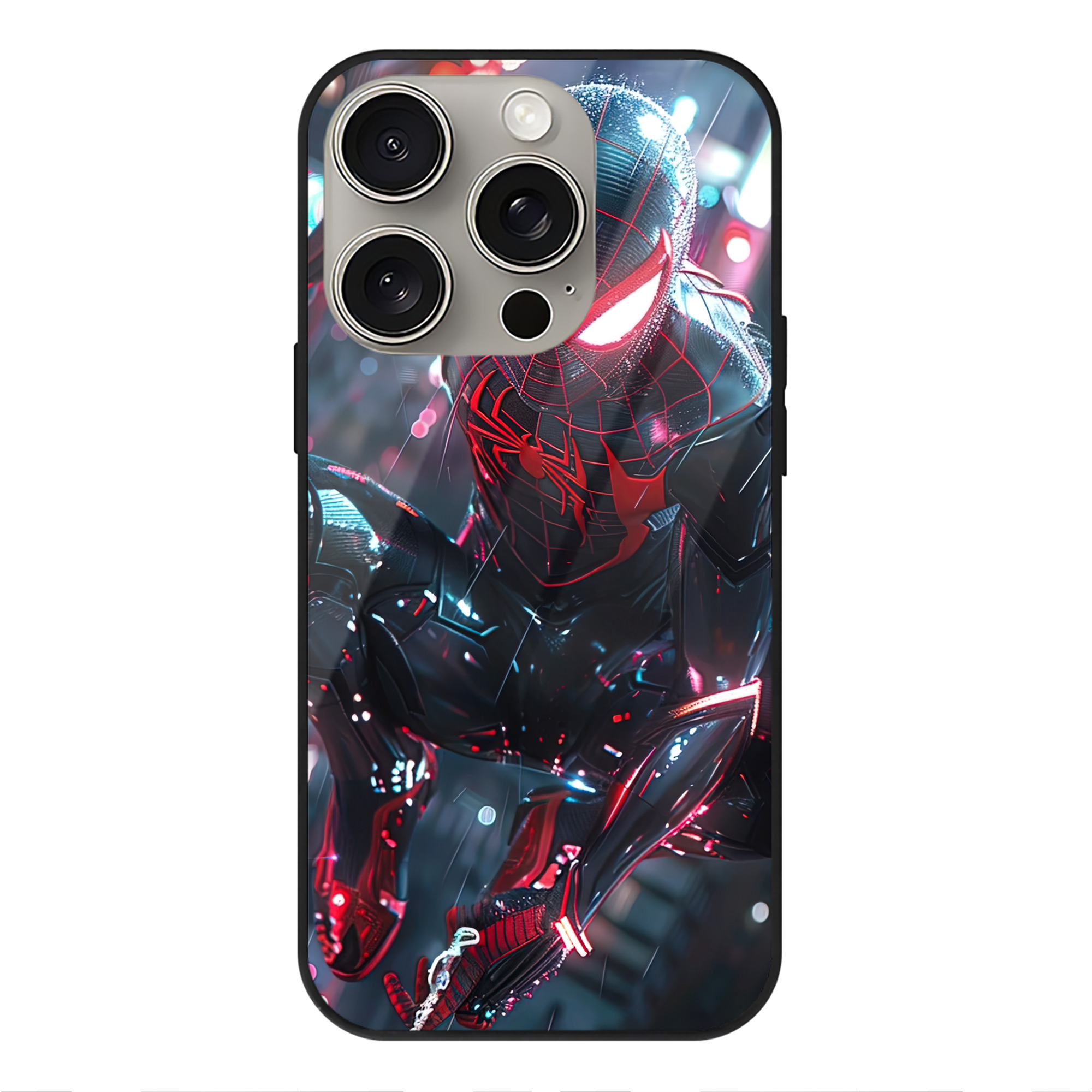 Spider Man スパイダーマン 【iPhone15Pro対応】スマホケース 耐衝撃＆黄変防止 背面ガラス