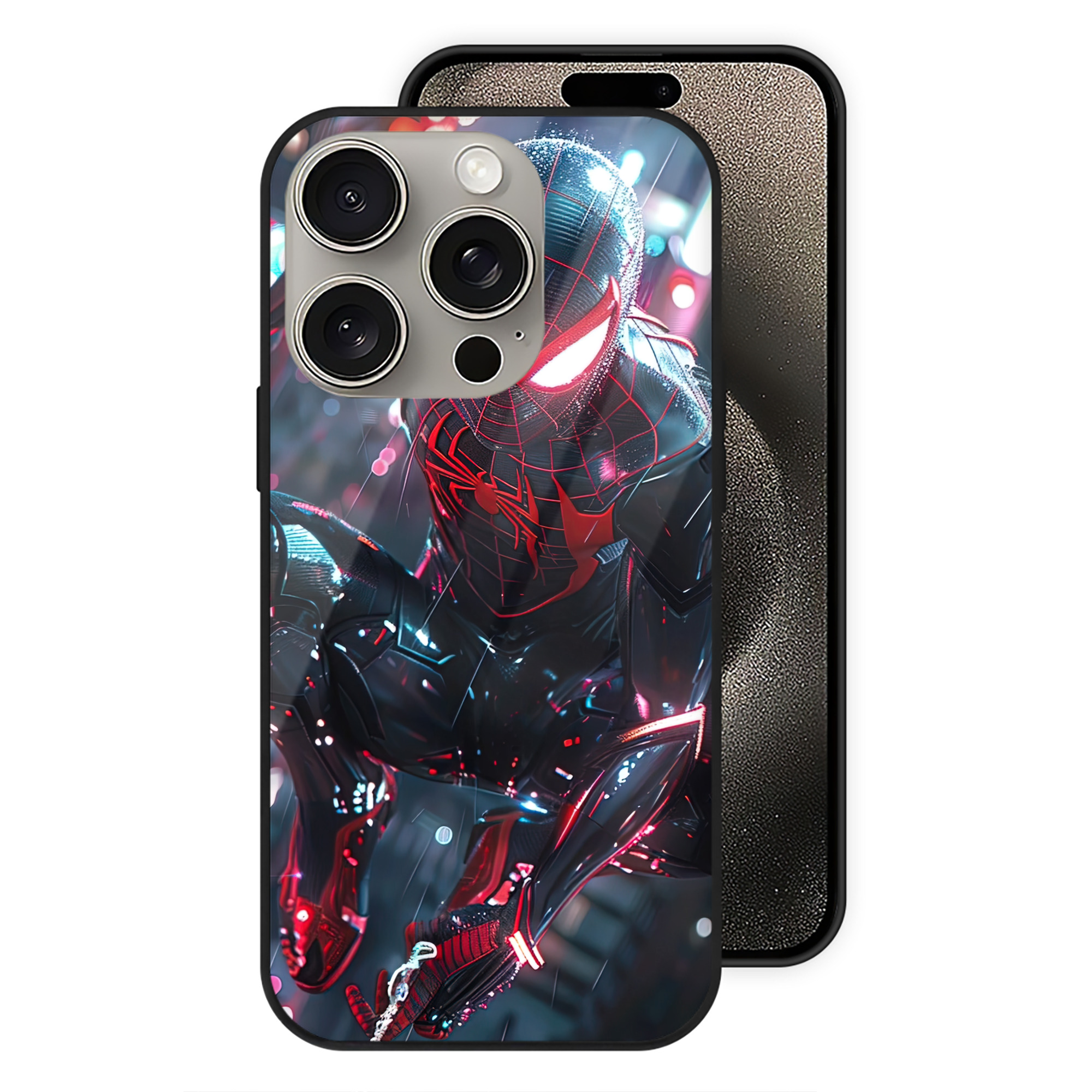 Spider Man スパイダーマン 【iPhone15Pro対応】スマホケース 耐衝撃＆黄変防止 背面ガラス