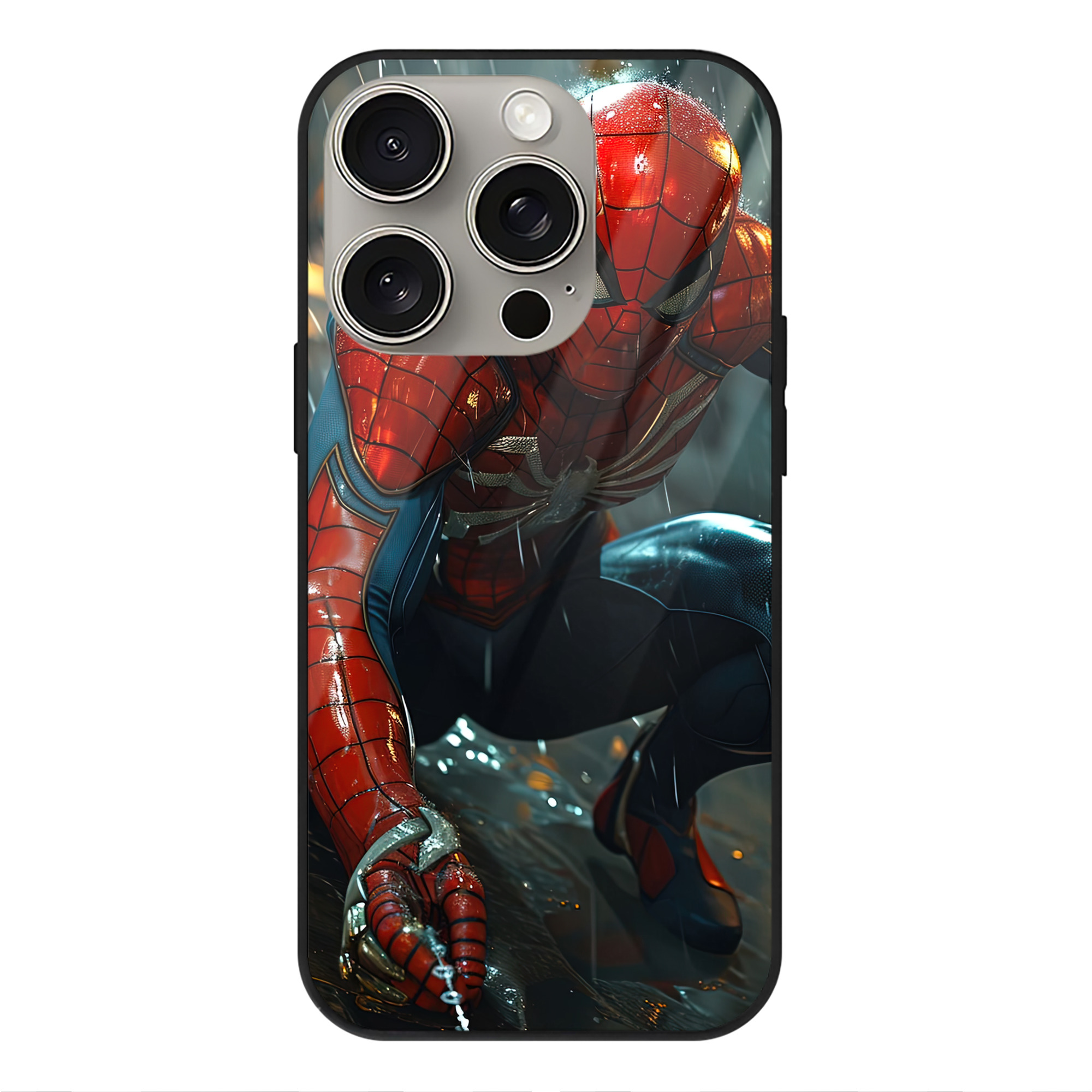 （画像用） Spider Man スパイダーマン 【iPhone15Pro対応】スマホケース 耐衝撃＆黄変防止 背面ガラス