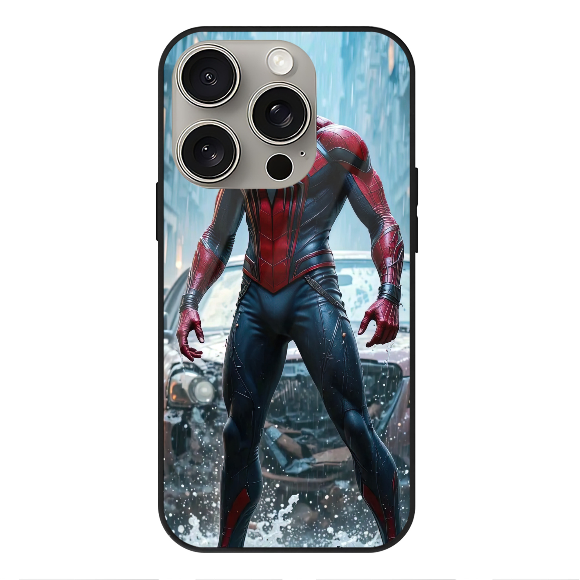 Spider Man スパイダーマン 【iPhone15Pro対応】スマホケース 耐衝撃＆黄変防止 背面ガラス