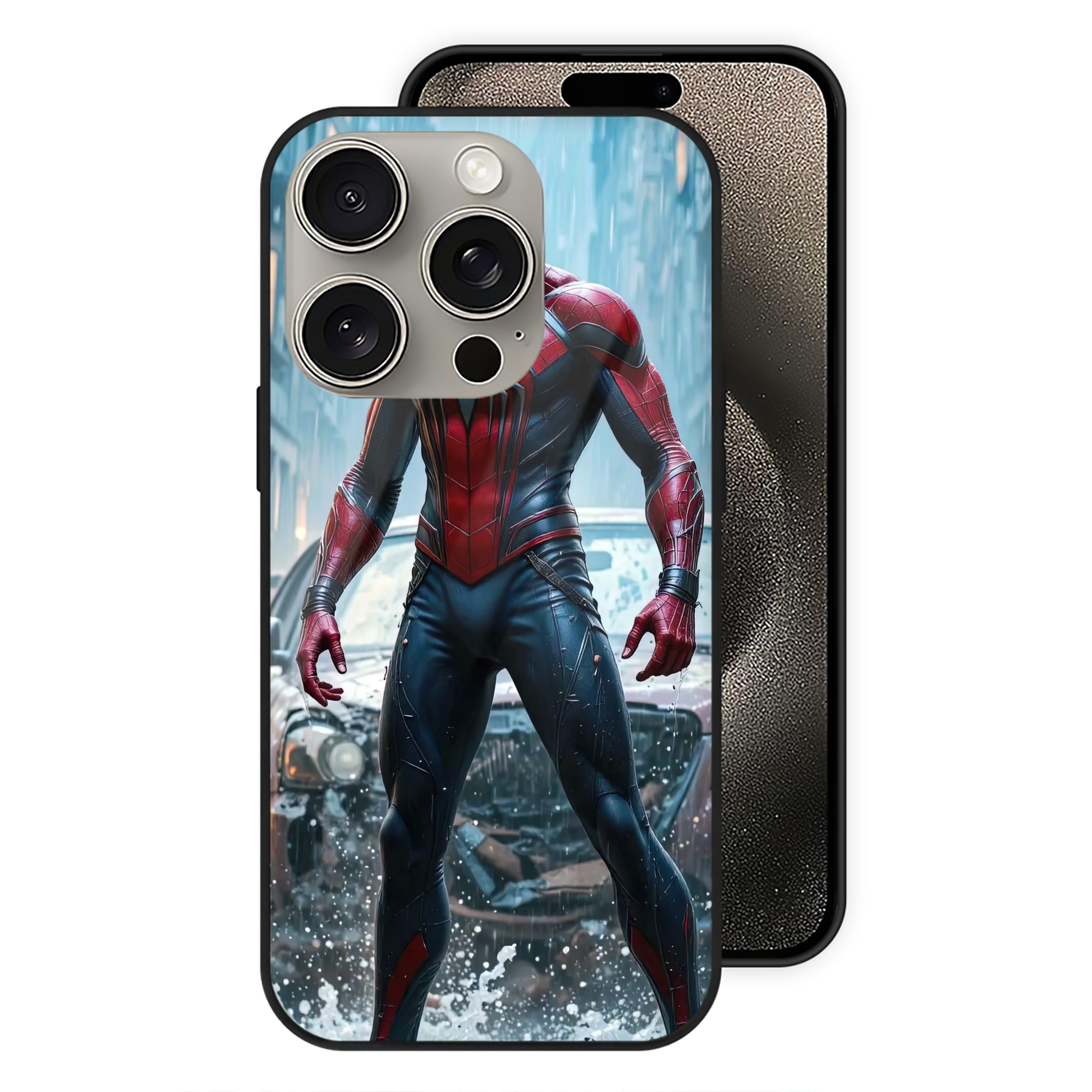 Spider Man スパイダーマン 【iPhone15Pro対応】スマホケース 耐衝撃＆黄変防止 背面ガラス