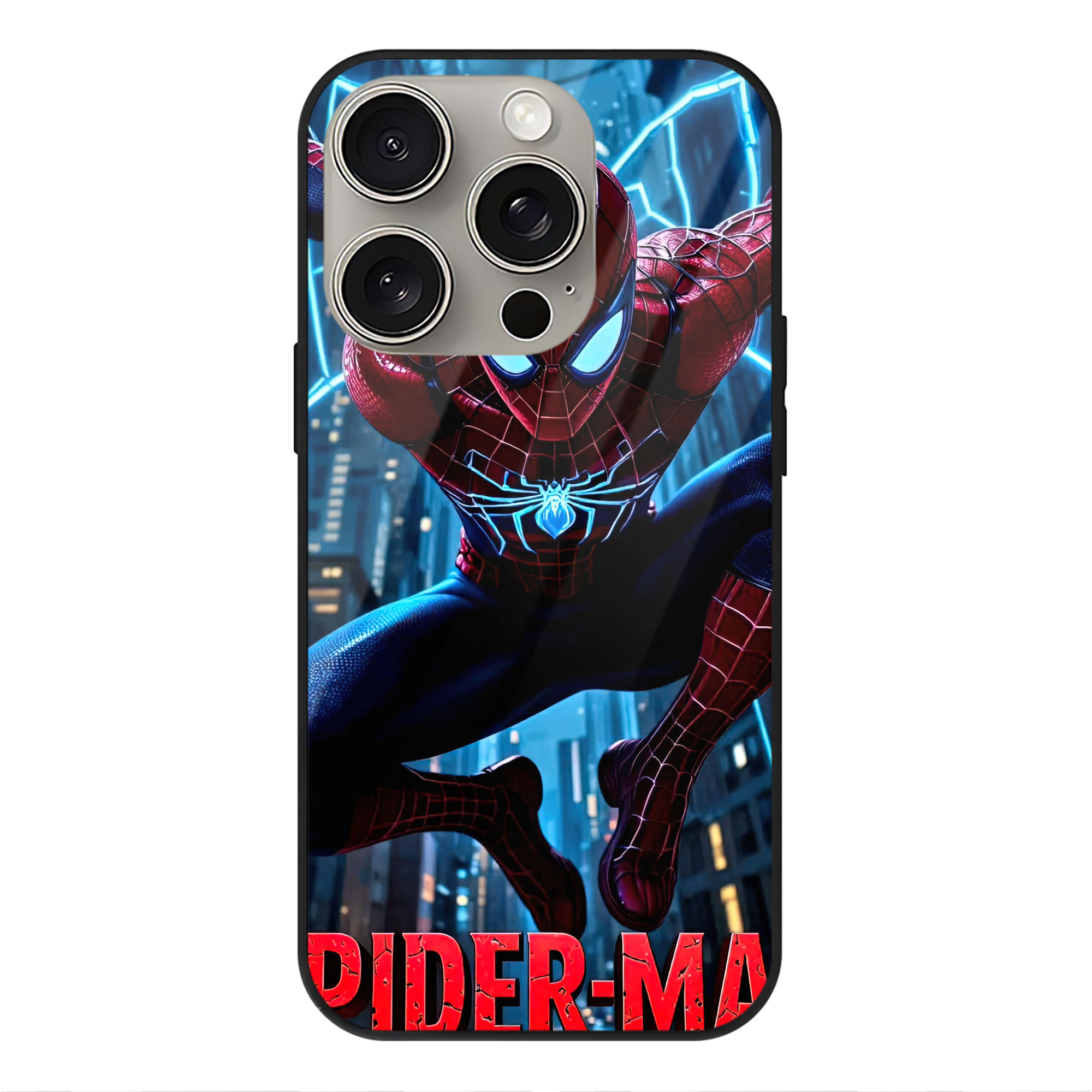 Spider Man スパイダーマン 【iPhone15Pro対応】スマホケース 耐衝撃＆黄変防止 背面ガラス
