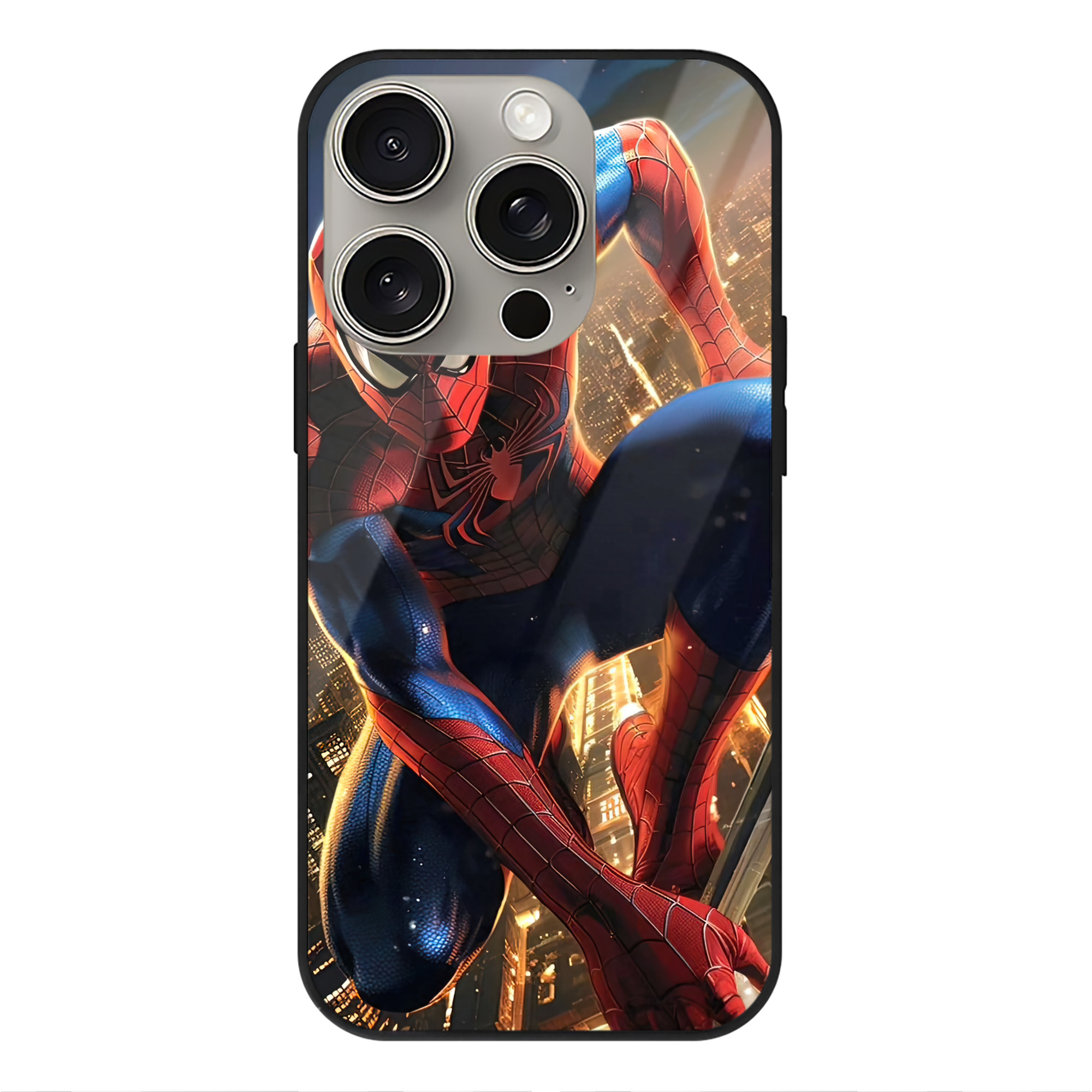 Spider Man スパイダーマン 【iPhone15Pro対応】スマホケース 耐衝撃＆黄変防止 背面ガラス
