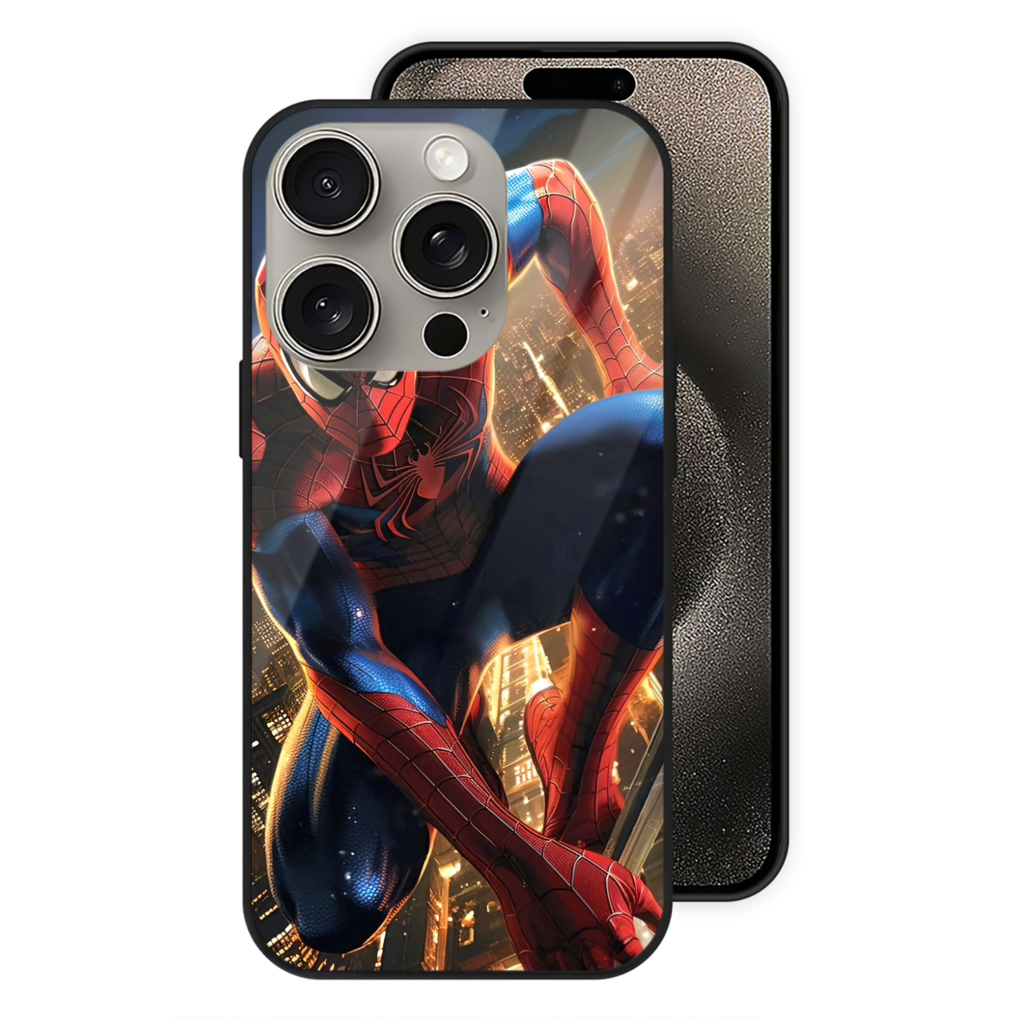 Spider Man スパイダーマン 【iPhone15Pro対応】スマホケース 耐衝撃＆黄変防止 背面ガラス