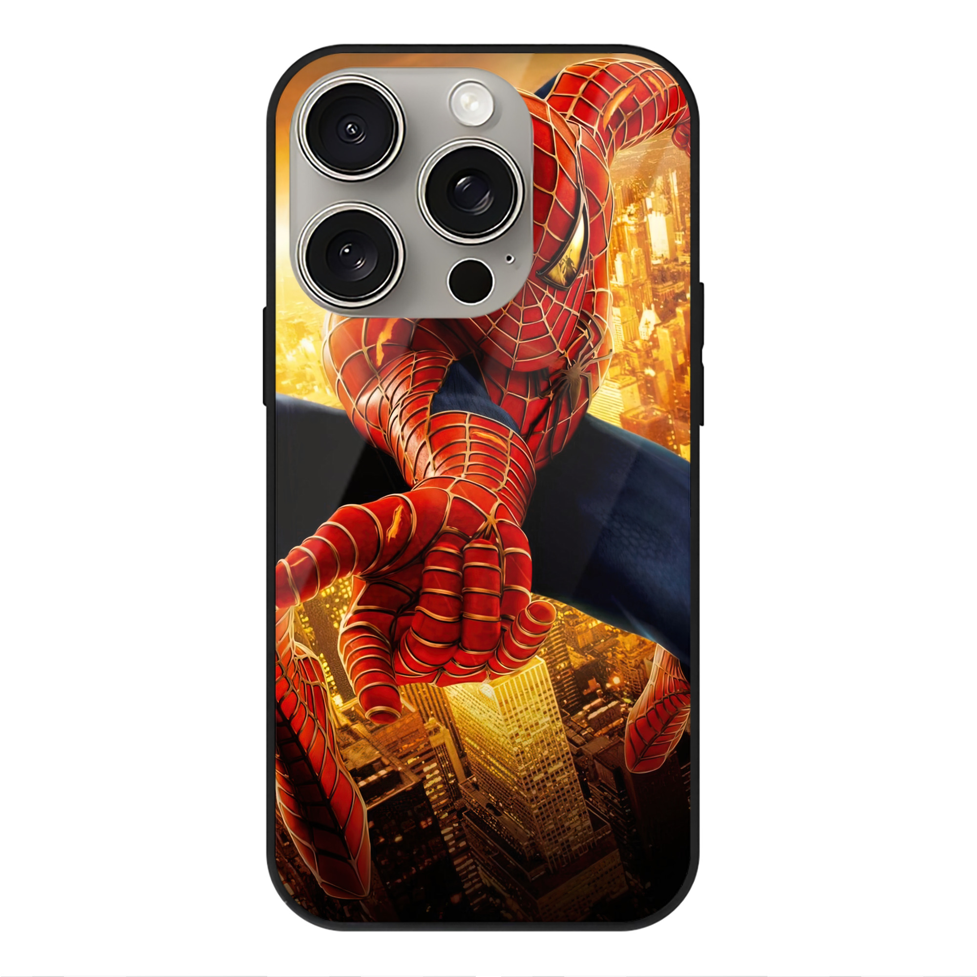 （画像用） Spider Man スパイダーマン 【iPhone15Pro対応】スマホケース 耐衝撃＆黄変防止 背面ガラス