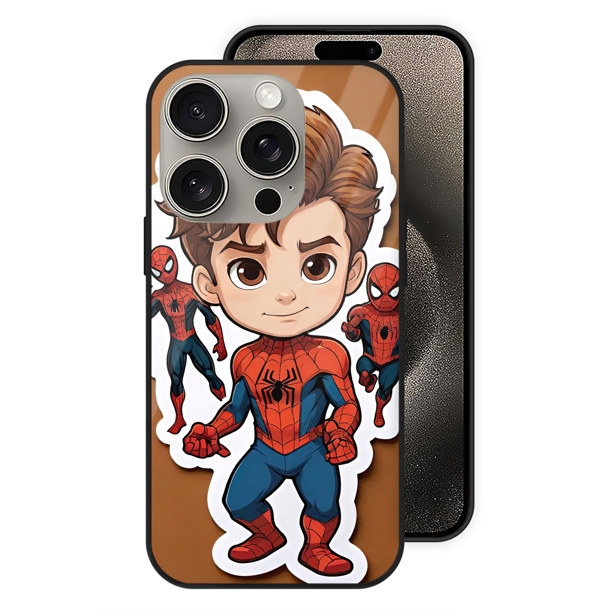 （画像用） Spider Man スパイダーマン 【iPhone15Pro対応】スマホケース 耐衝撃＆黄変防止 背面ガラス