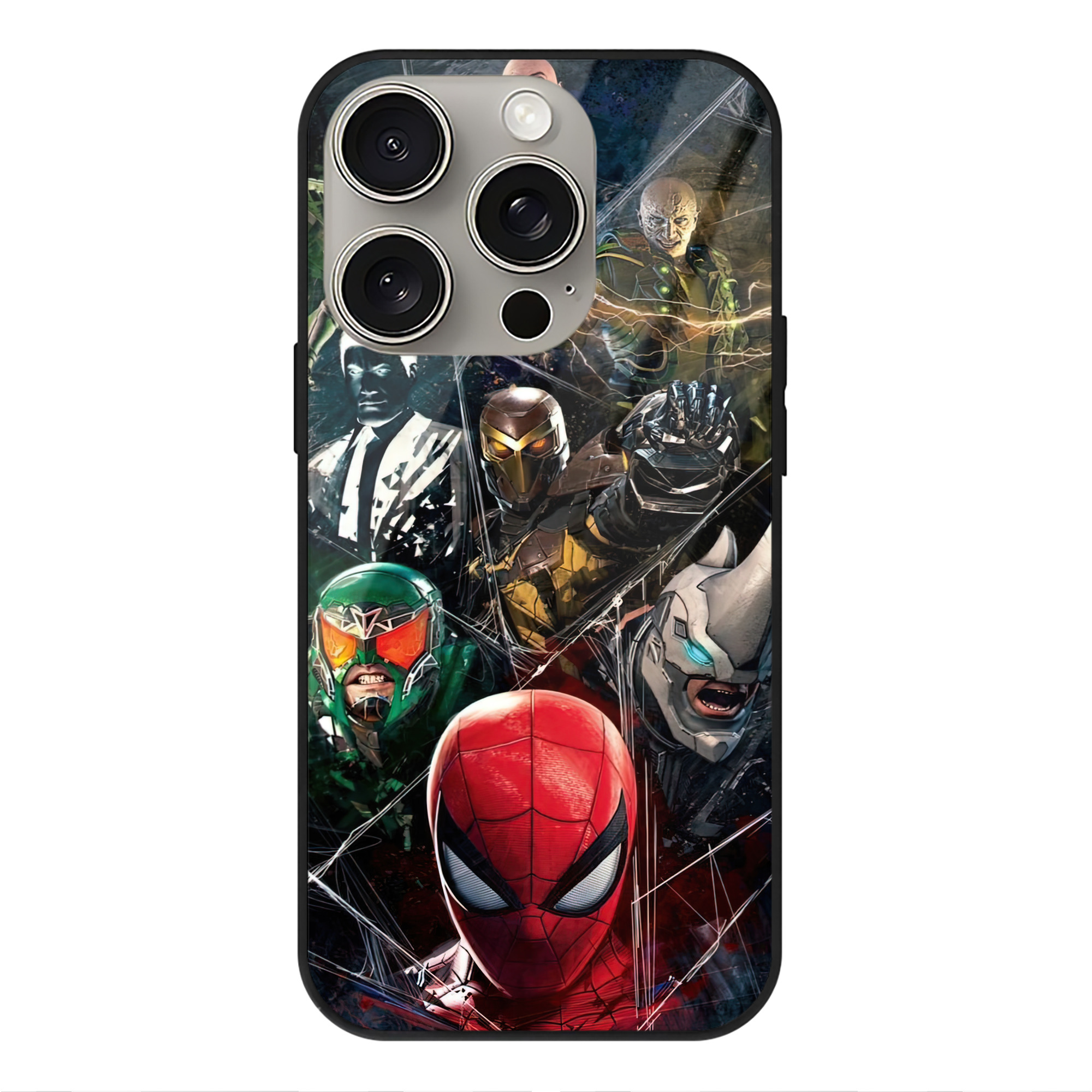 （画像用） Spider Man スパイダーマン 【iPhone15Pro対応】スマホケース 耐衝撃＆黄変防止 背面ガラス