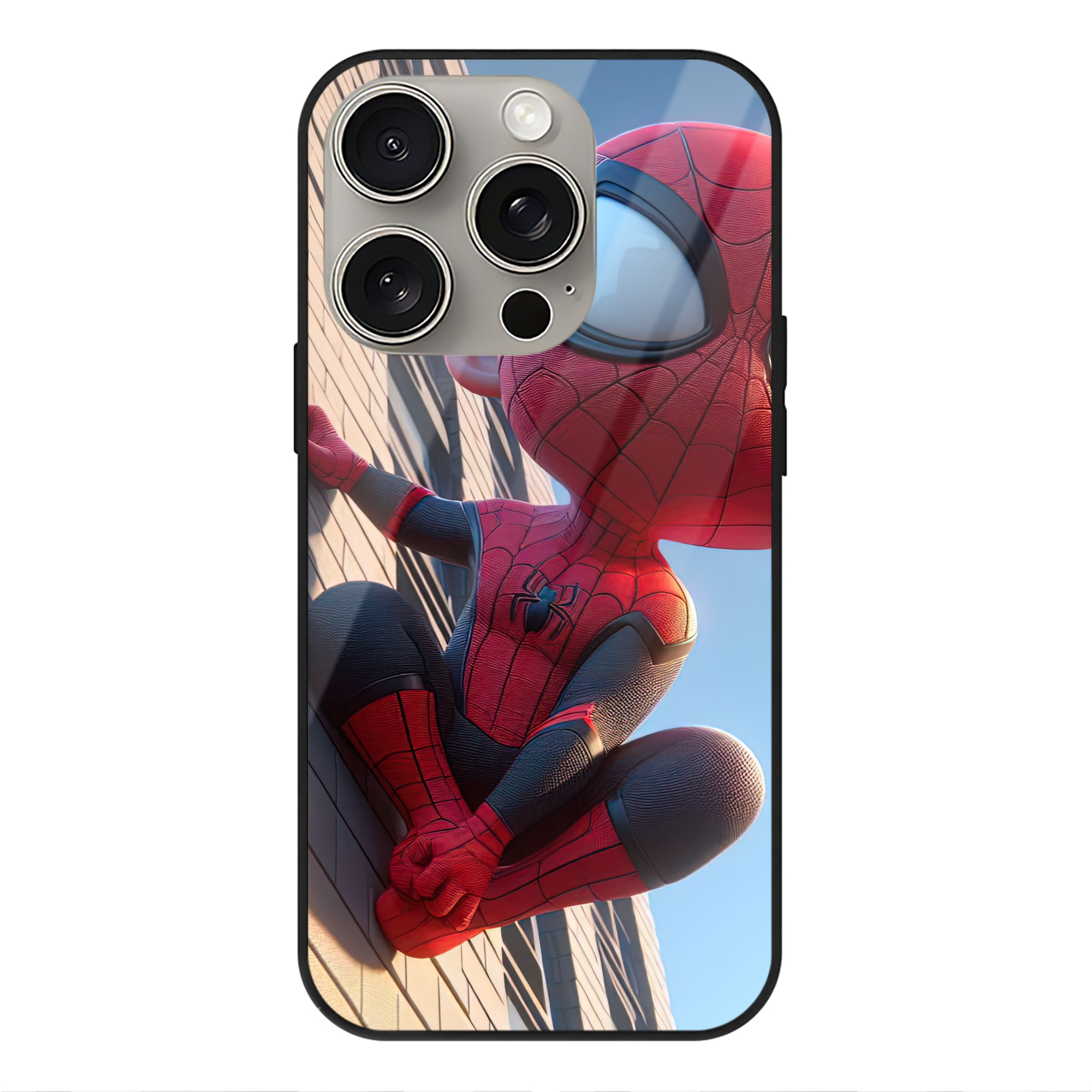 Spider Man スパイダーマン 【iPhone15Pro対応】スマホケース 耐衝撃＆黄変防止 背面ガラス